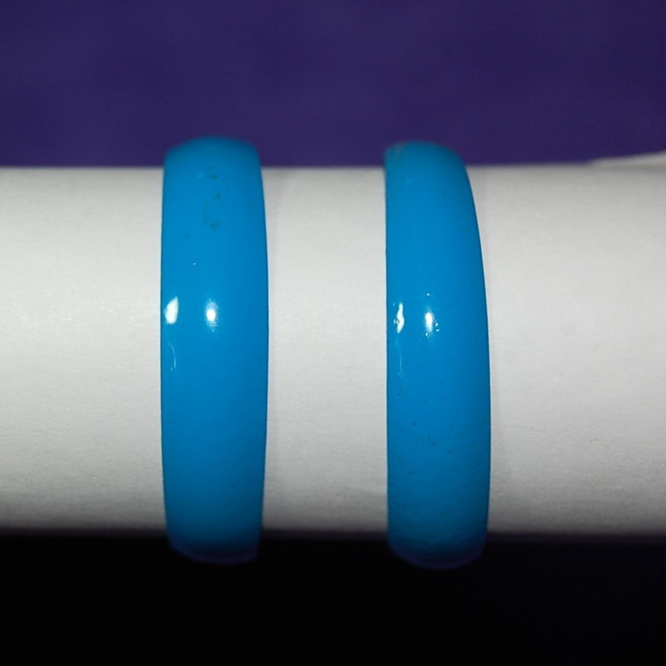 Pair of Vintage Light Blue Hoop Stud Earrings about 1-1/2″ in Diam – My Lot #18D