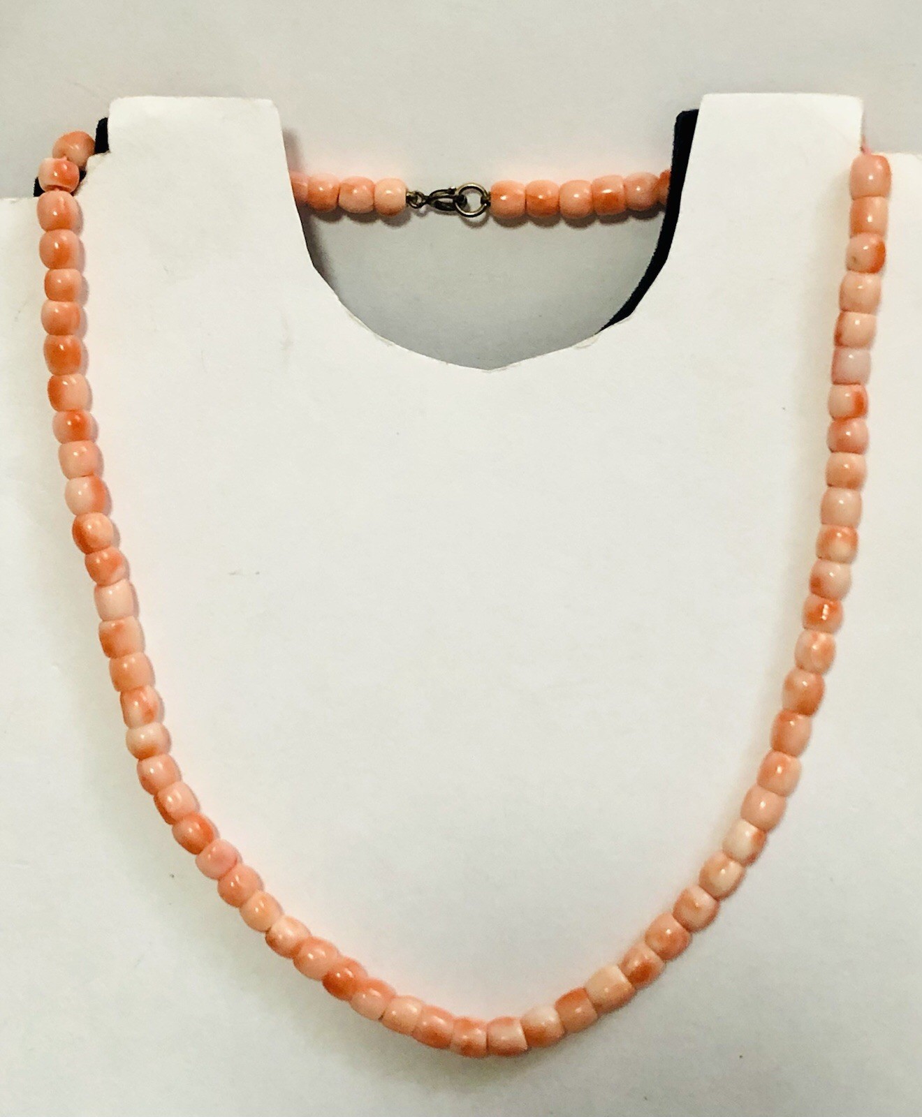 Vintage 925 Coral Beads Pinkish Salmon Necklace, Beautiful Color, 25+grams