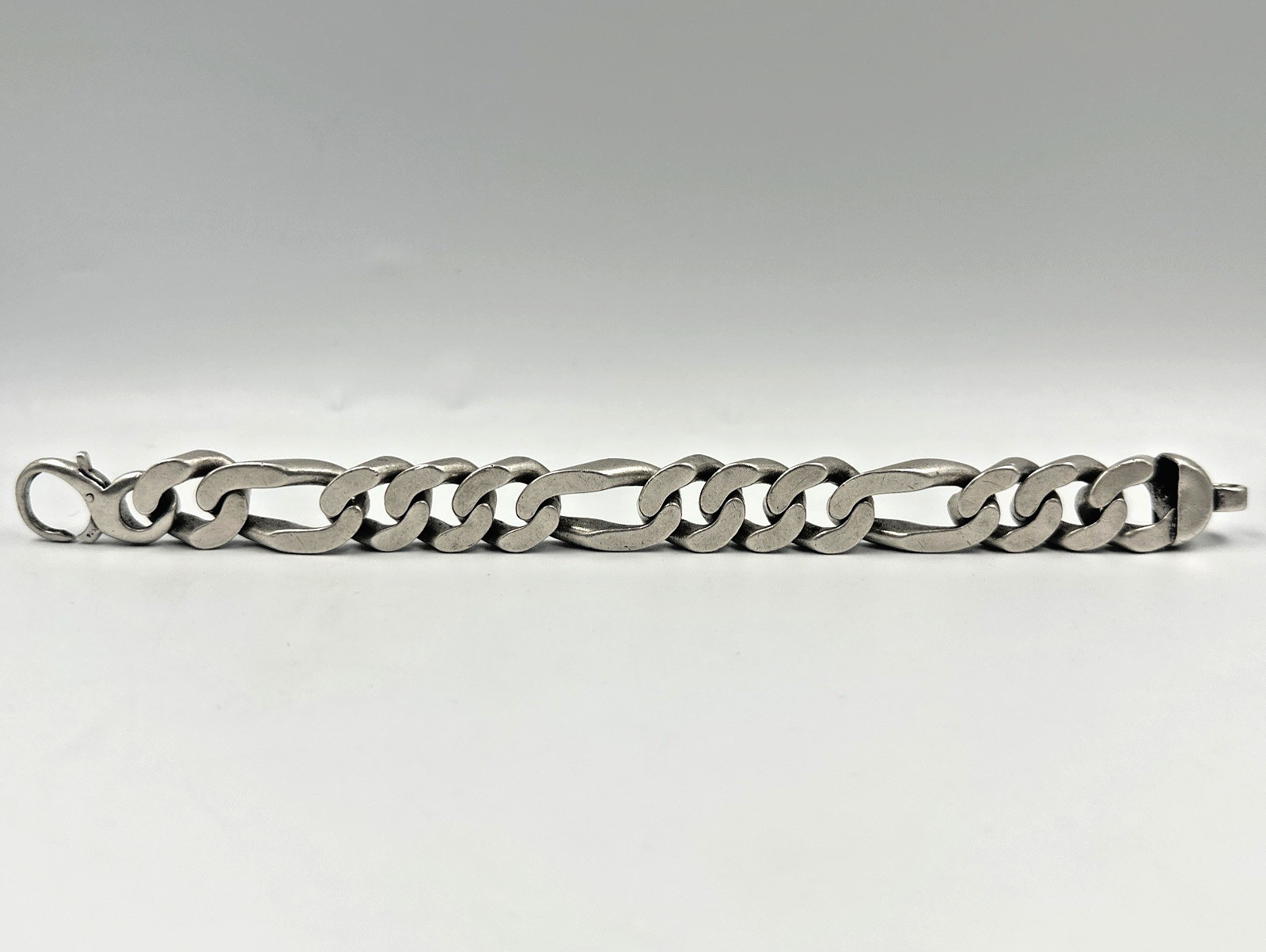 Extraordinary Huge 128g Sterling Silver Figaro Chain Bracelet 16mm 9” Mens Vtg