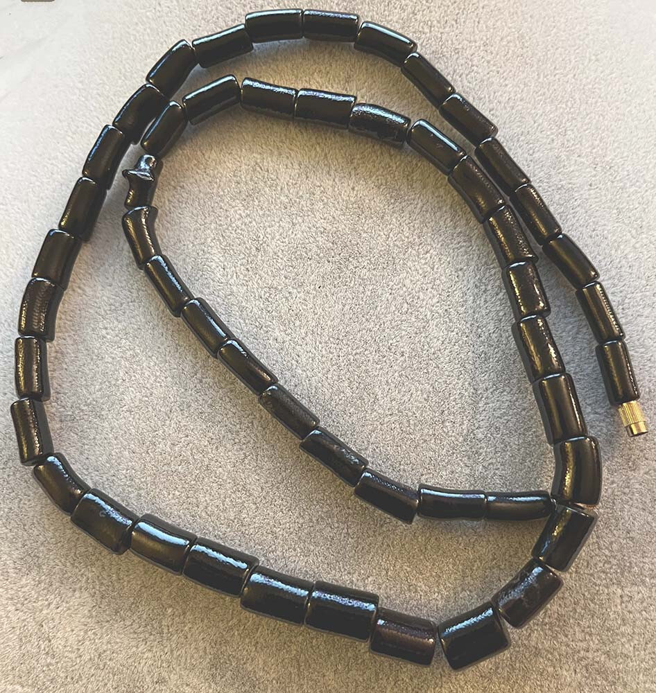 Vintage Black Coral Branch Tube Bead Necklace 24″ Long 24.5 g