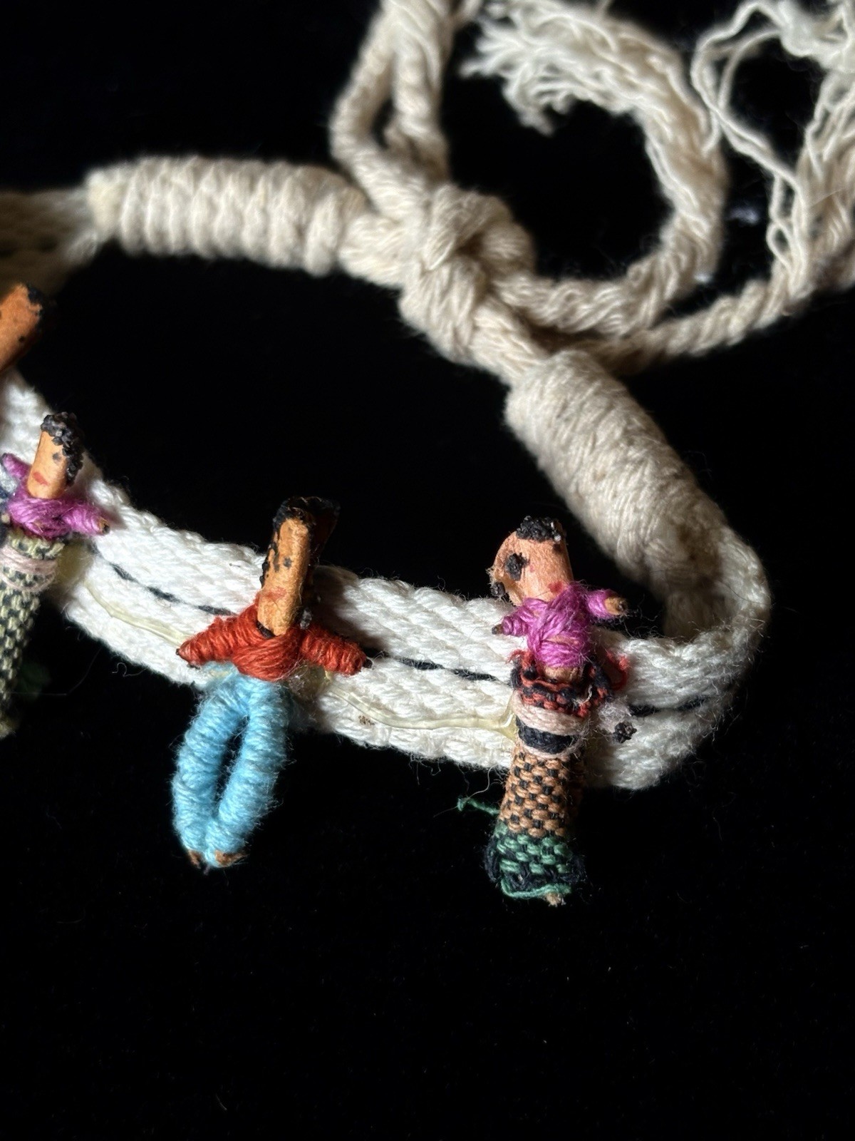 Vintage Guatemalan Handmade Worry Doll Bracelet Unique Colorful Folk Art