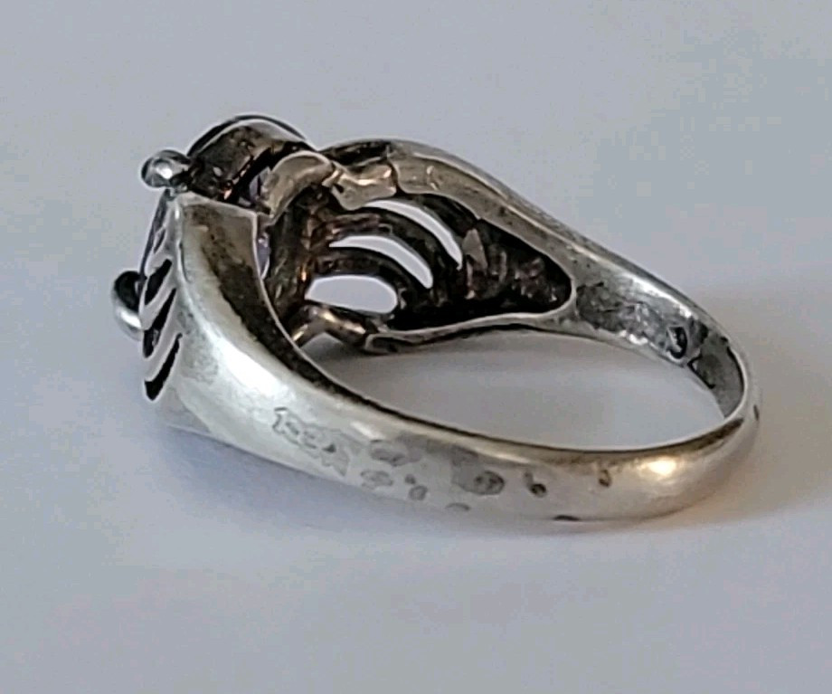 Vintage Dusty Blue Iolite Gem Stone Sterling Silver Ring 4.75″