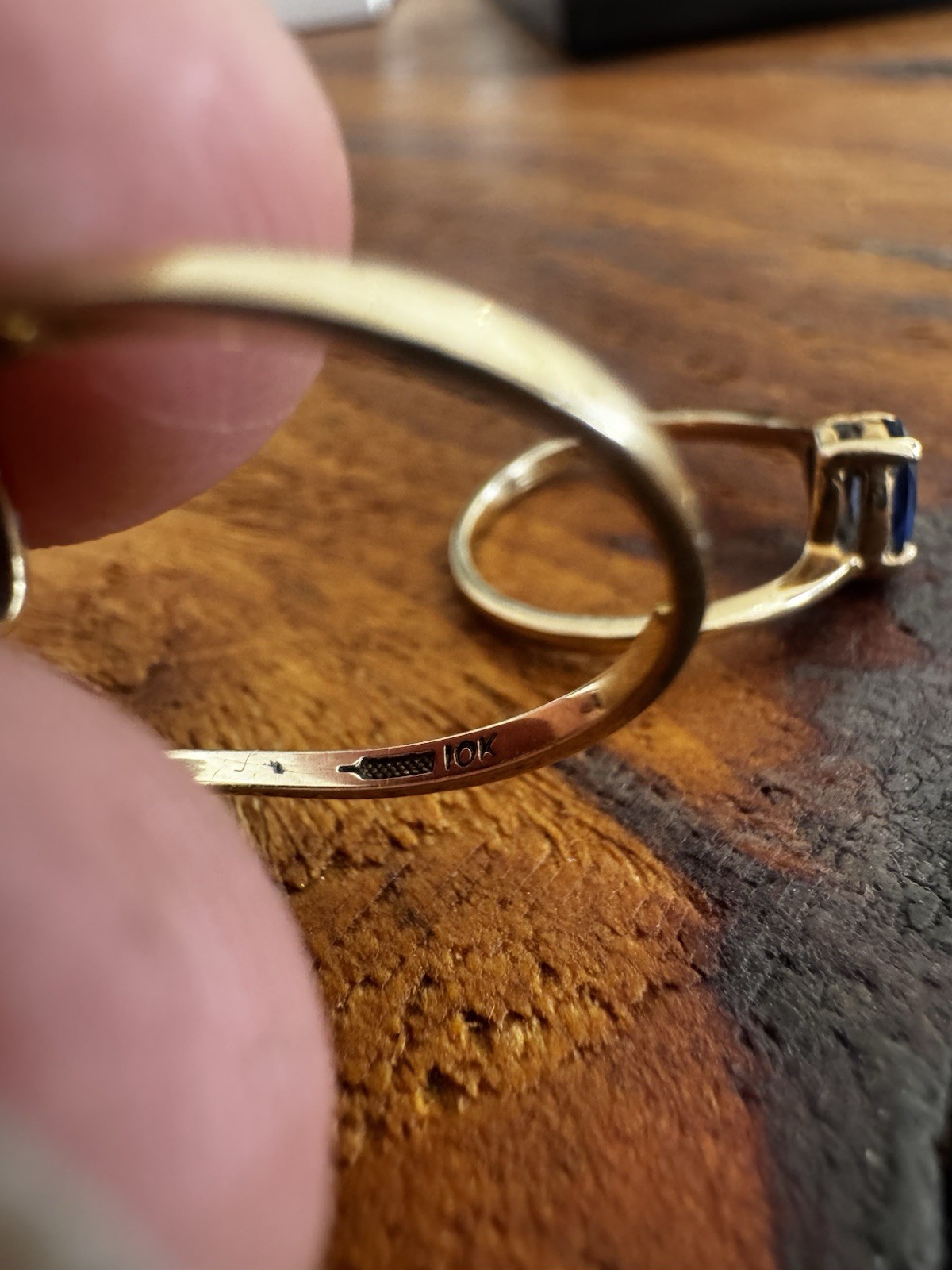 VTG 10K Yellow Gold Two Rings Toi et Moi Ruby Sapphire Ring Set sz 4.25 2.39 Gr
