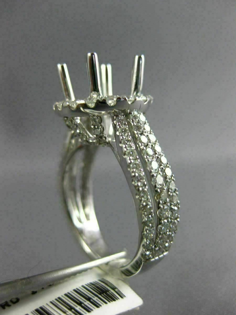 ESTATE LARGE 1.52CT DIAMOND 14KT WHITE GOLD 3D HALO SEMI MOUNT ENGAGEMENT RING