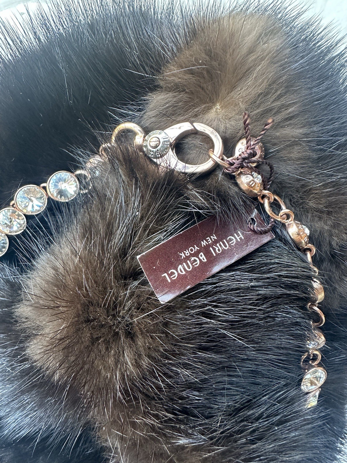 Henri Bendel Faceted Crystal Choker necklace Rare Gorgeous New Rose Gold Tone