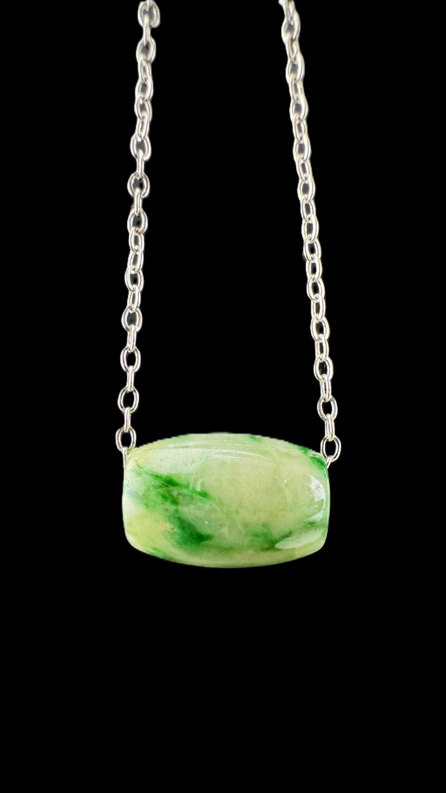Certified Grade A Burma Jadeite Necklace Transference Bead Design Vivid Green