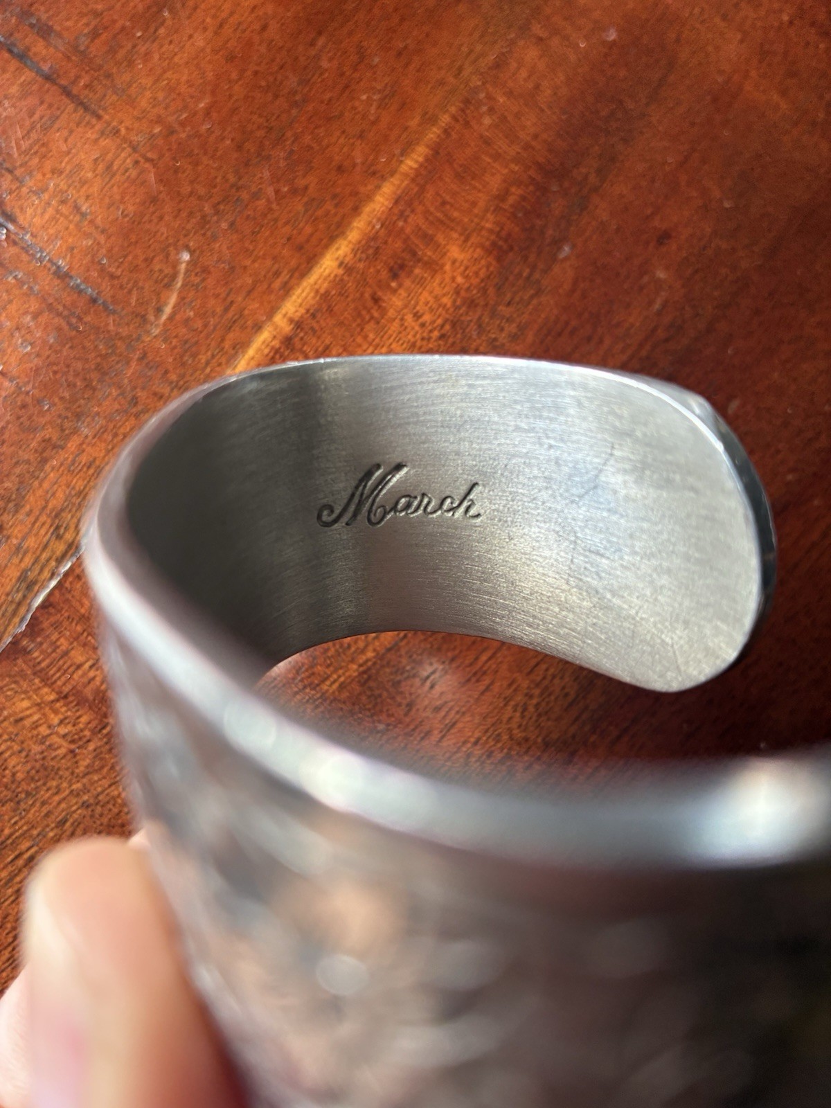 Vintage Salisbury Pewter March Flower Wide Cuff Bracelet Adjustable No Tarnish