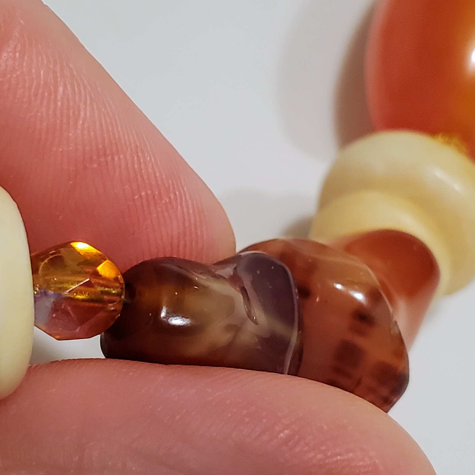 Bead Necklace Carnelian Agate Bone Crystal Butterscotch Egg Yolk Amber Beads UV