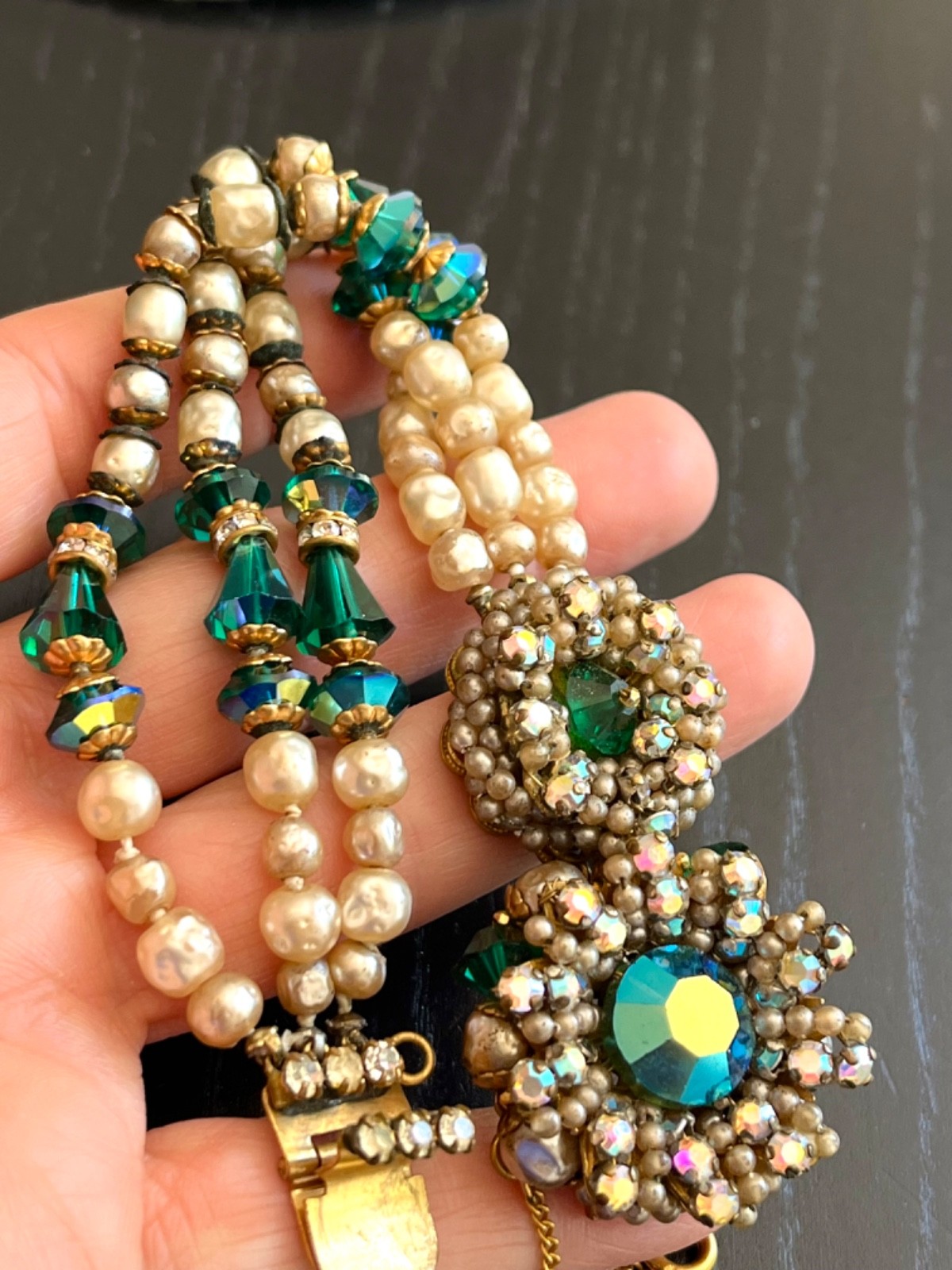 Incredible Vintage 40’s Robert Bracelet Brooch Earrings Pearls Glass Beads etc