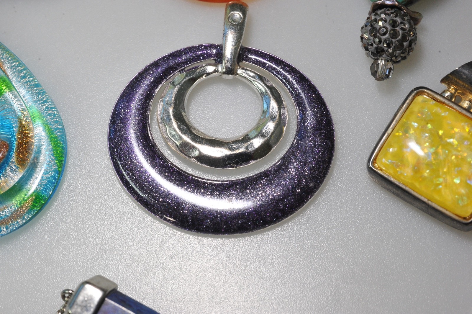 Pendant lot vtg to now variety jewelry craft or wear stone glass other PK27
