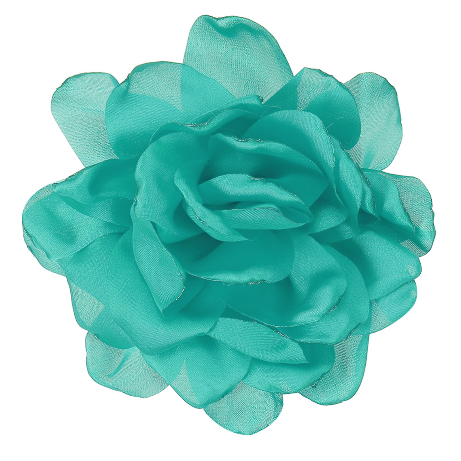 4.7″ Silk Satin Flower Brooch Pin Large Peony Floral Lapel Pin Turquoise