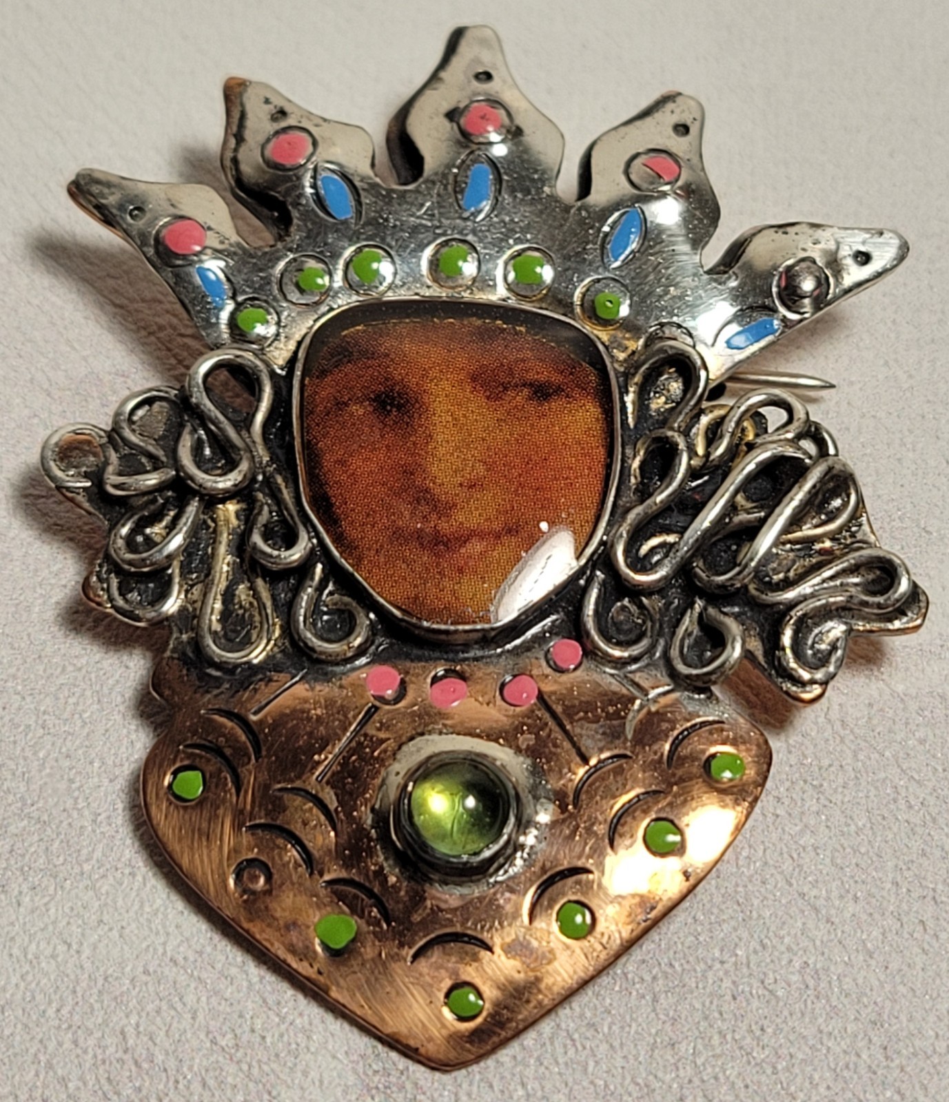 Artist M.A. Katke Mixed Metal Brooch Pin Signed Unique MA Katke Vintage AMAZING