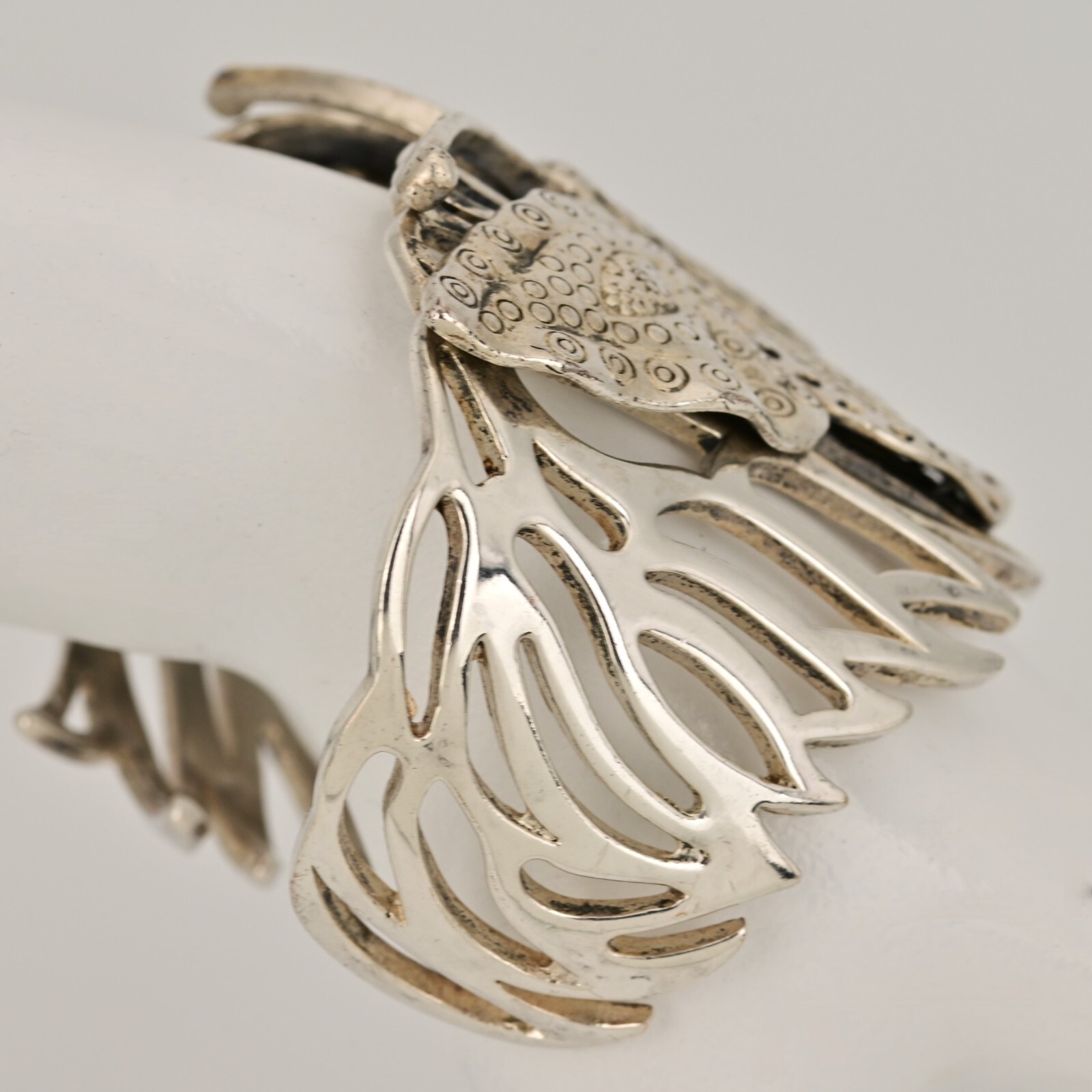 Antique Vintage Original Designer MCM Silver Butterfly Cuff Estate Bracelet