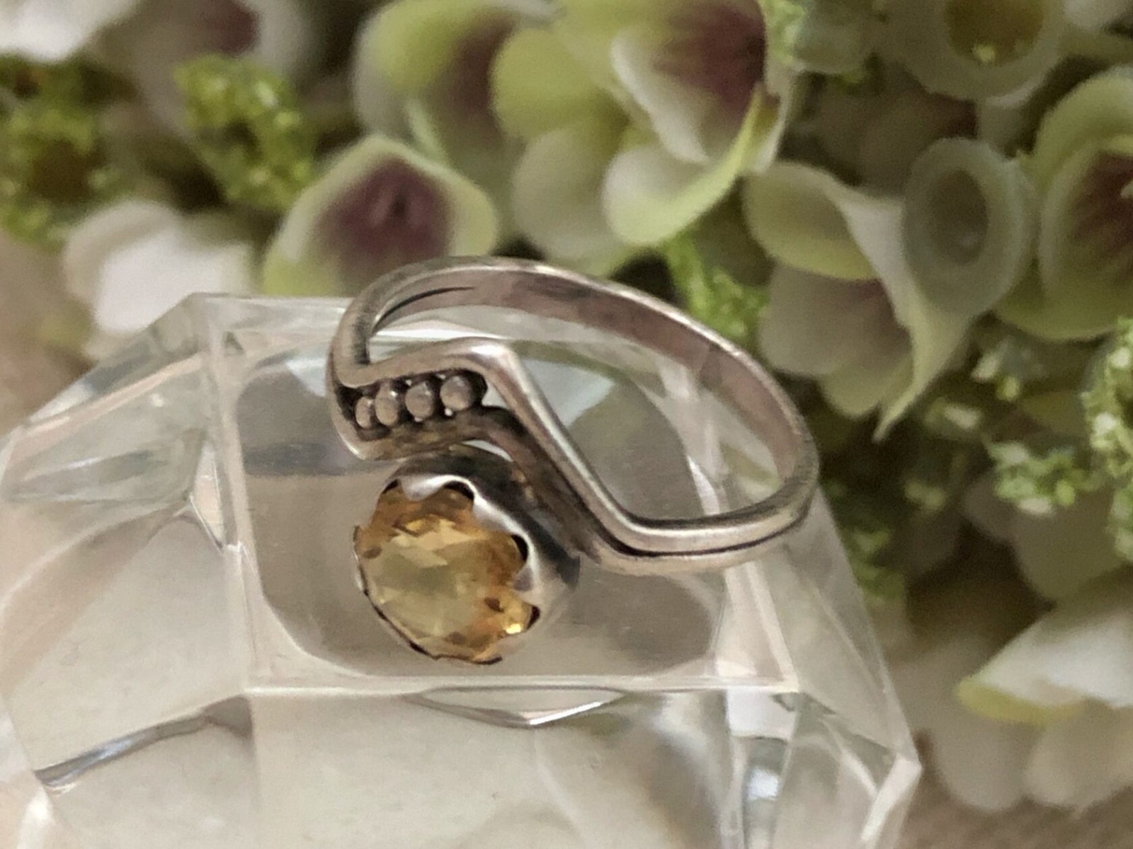 Fine Estate Jewelry Soviet Vintage Ring Sterling Silver 925 Citrine Size 6 USSR
