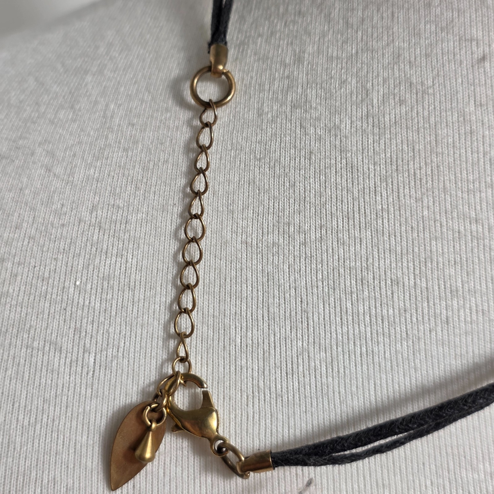Coldwater Creek Multi-Layered Pendant Necklace Teal Resin Ring Bronze Discs