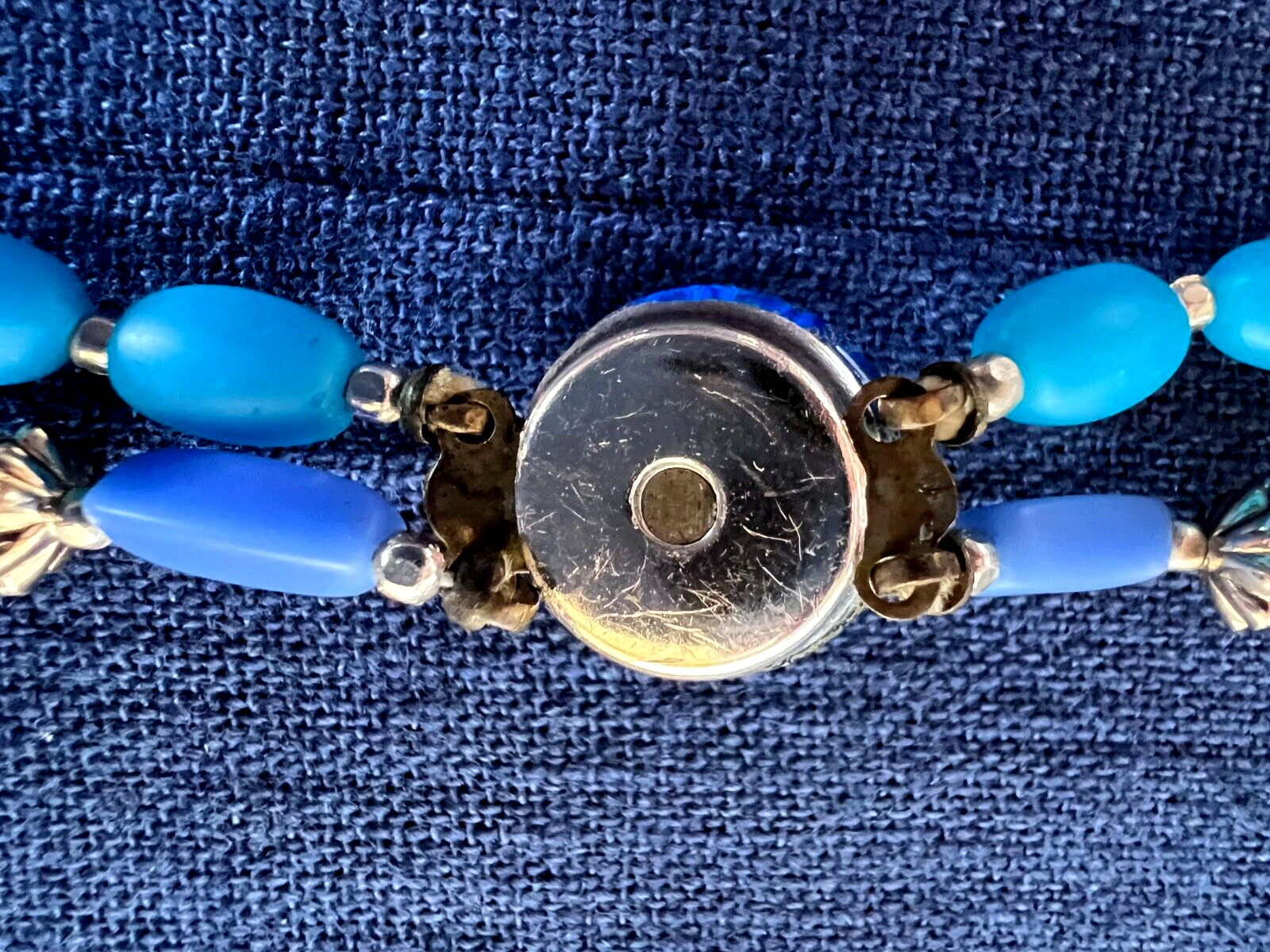 Murano Glass Beaded 2 Strand Necklace 22 Inches Long Blue