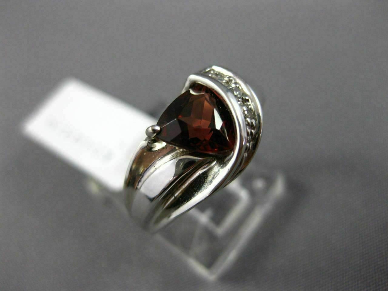 ESTATE 1.53CT DIAMOND & AAA TRILLION CUT GARNET 14KT WHITE GOLD 3D LOVE FUN RING