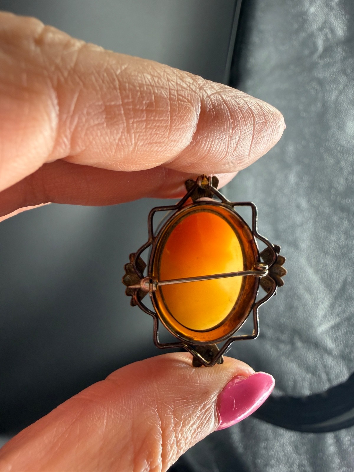 Vintage Shell Cameo Brooch Pendant 12K Gold Filled Lady Portrait Art Deco