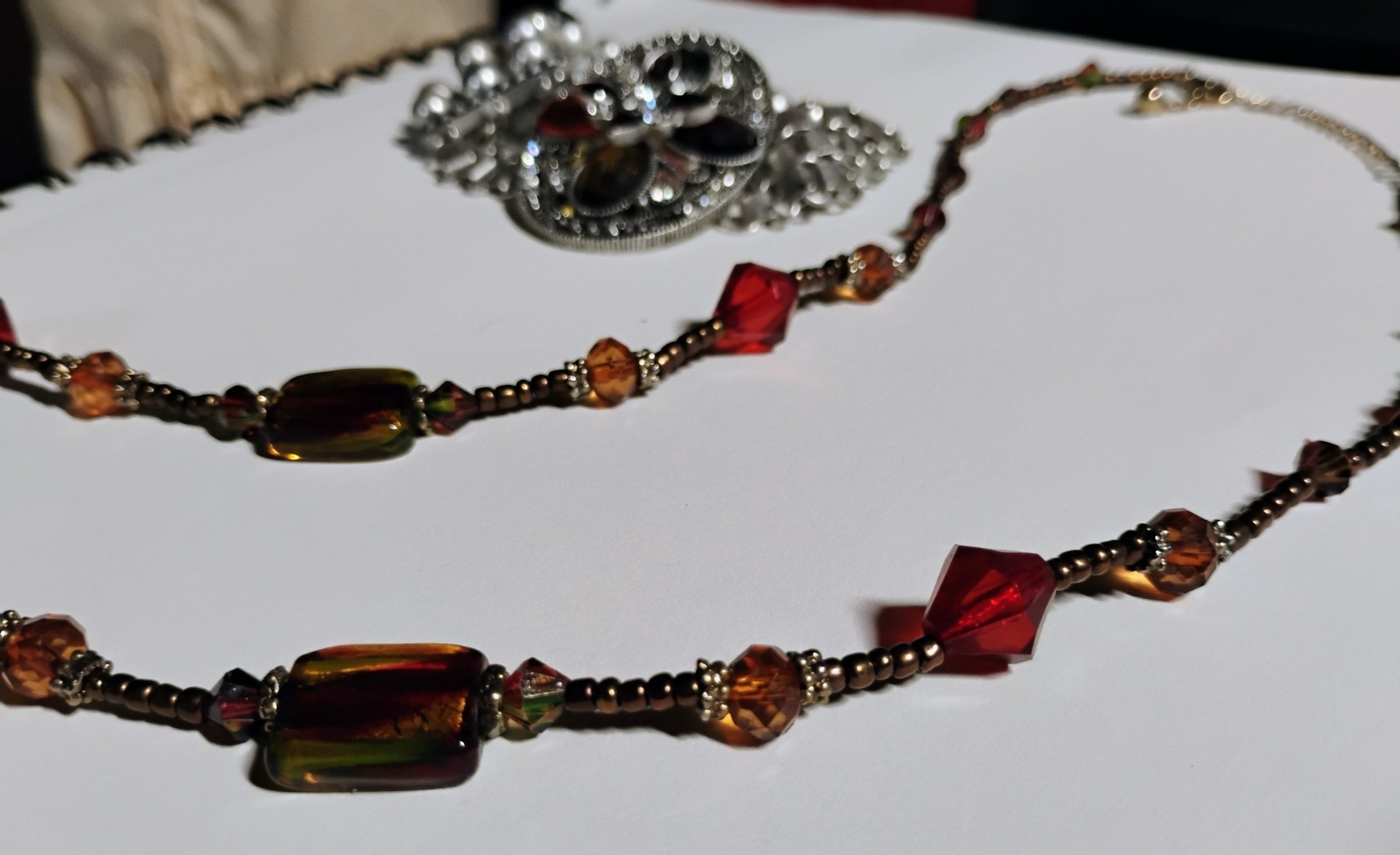 Stunning 23″ Czech Glass? Handmade Vintage Necklace & Matching Art Nouveau…