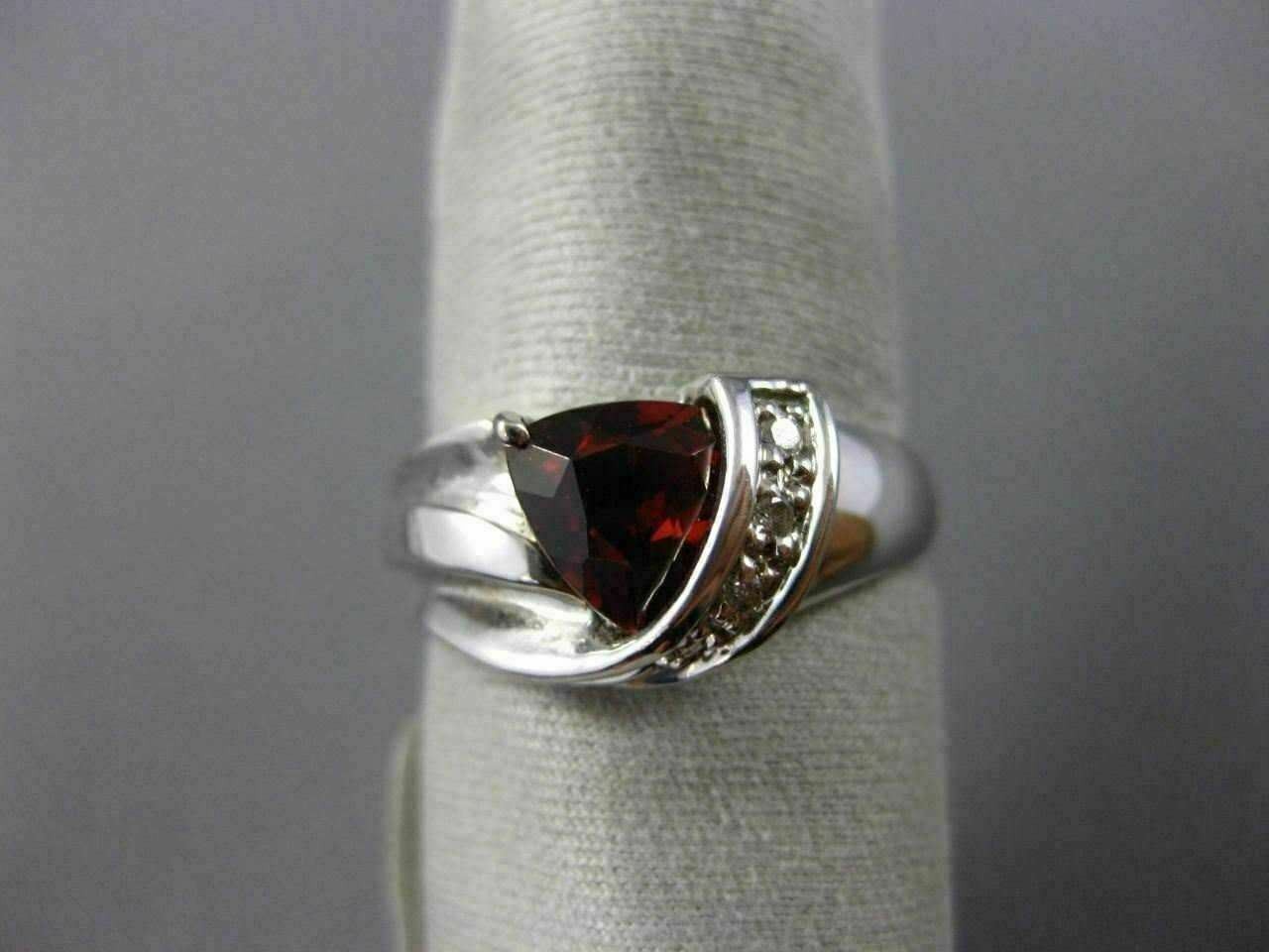 ESTATE 1.53CT DIAMOND & AAA TRILLION CUT GARNET 14KT WHITE GOLD 3D LOVE FUN RING