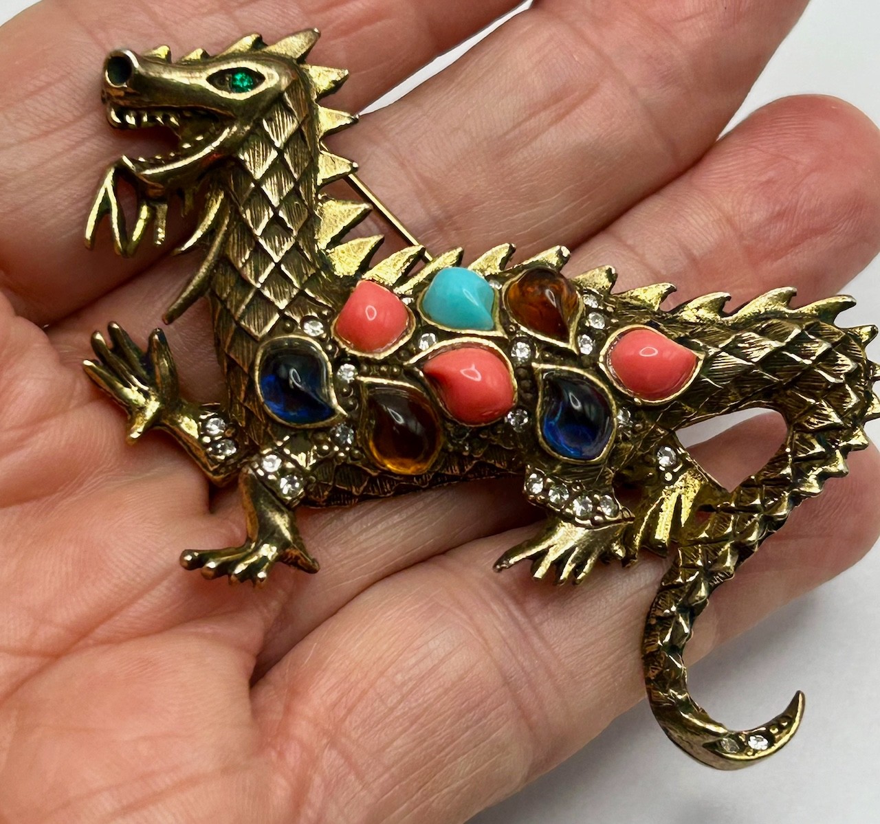 VINTAGE LA ROCO DRAGON BROOCH
