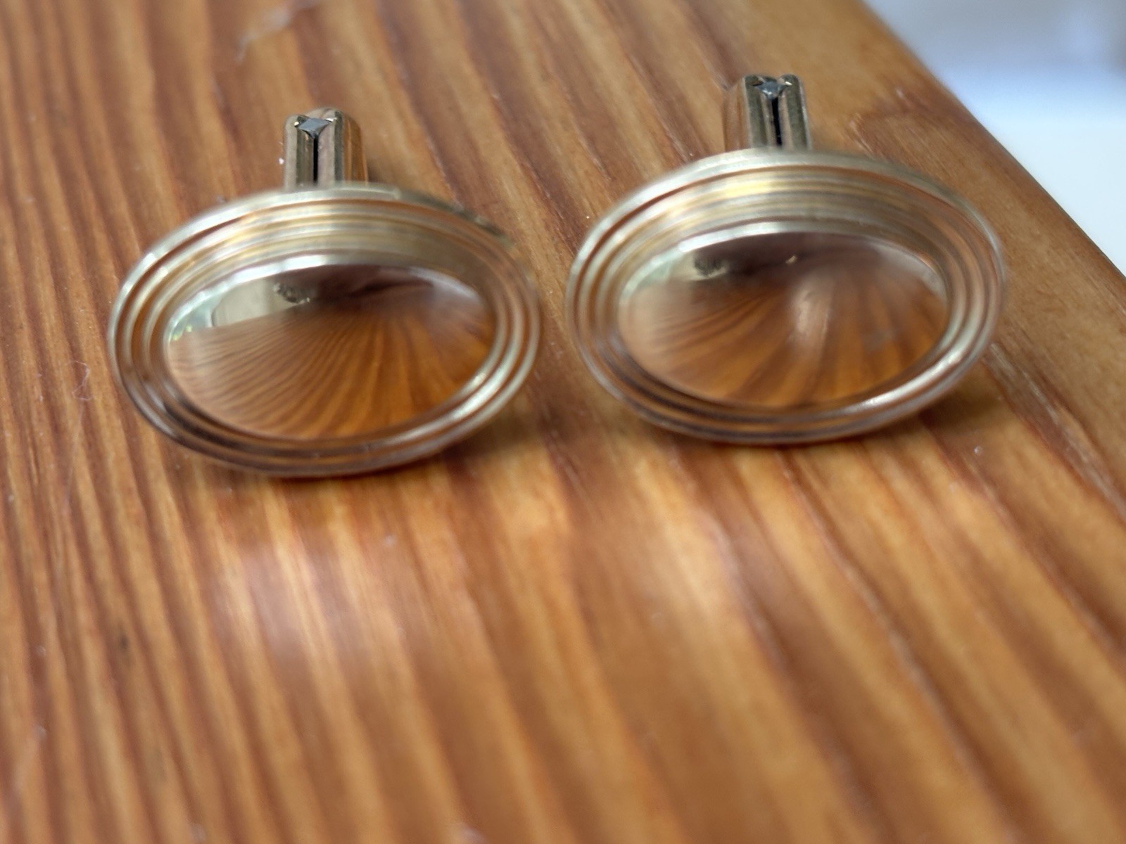 Vintage Hadley USA 12K Yellow Gold Filled Oval Bullet Back Cufflinks