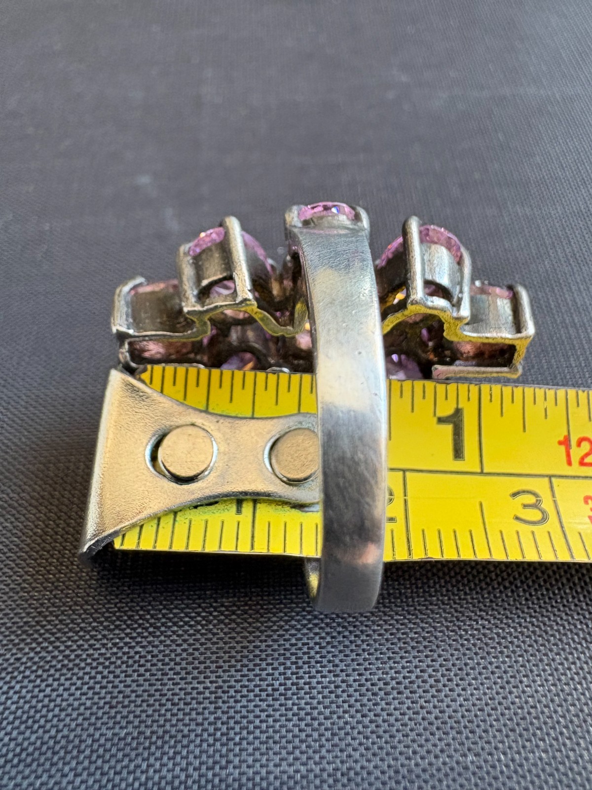 Vintage 925 Sterling Silver Cluster Pink Ice CZ Prong Setting Ring Size 5.5 US