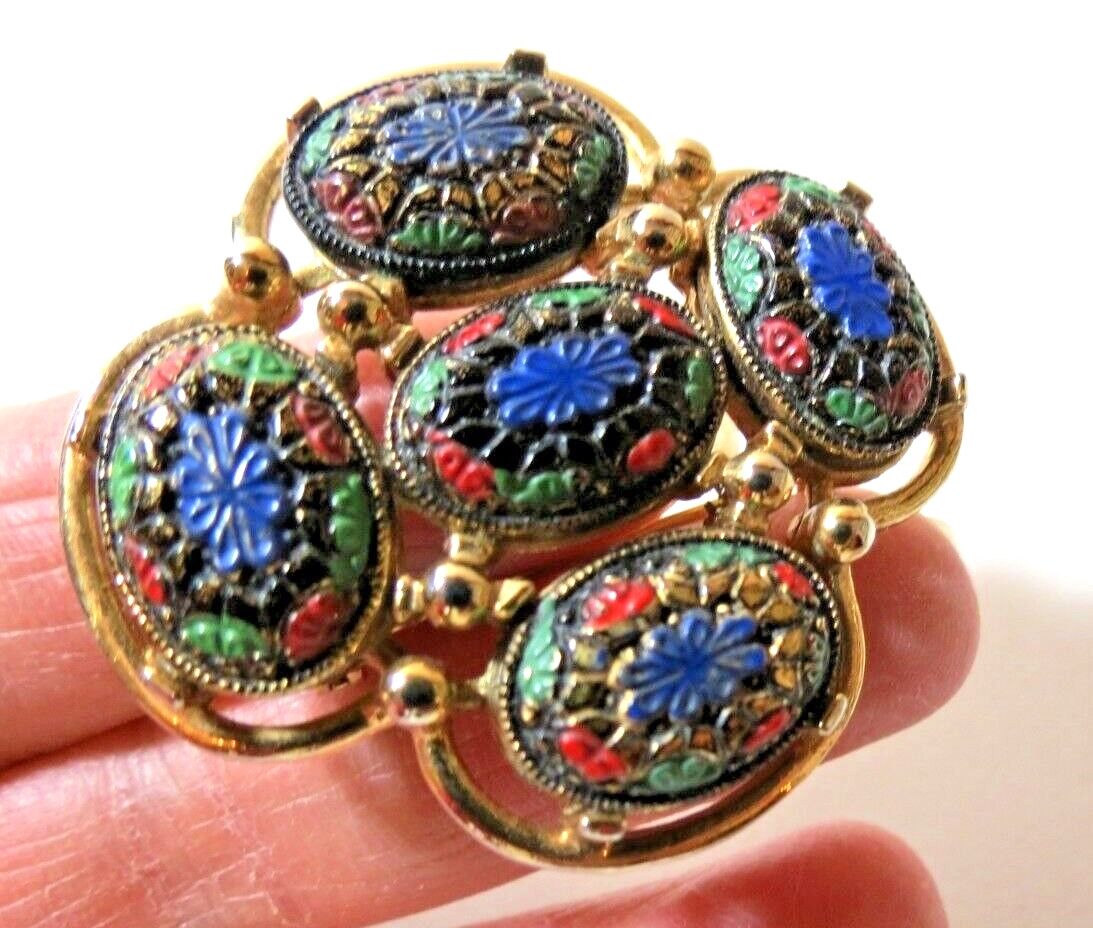 Sarah Coventry LIGHT OF THE EAST Mosaic Brooch Pin 1968 Vintage Very Good Cond.