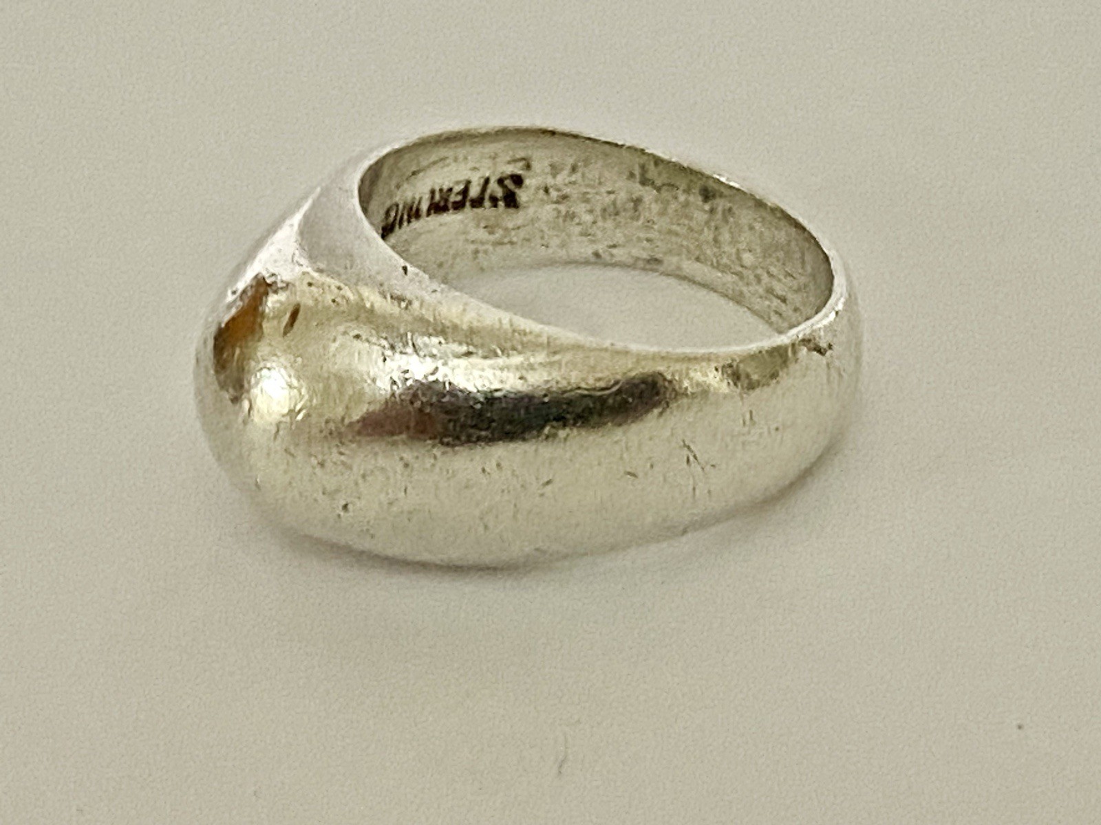 Vintage Sterling Silver Heavy 12.4gr Curved Smooth Dome Ring Size 6.5