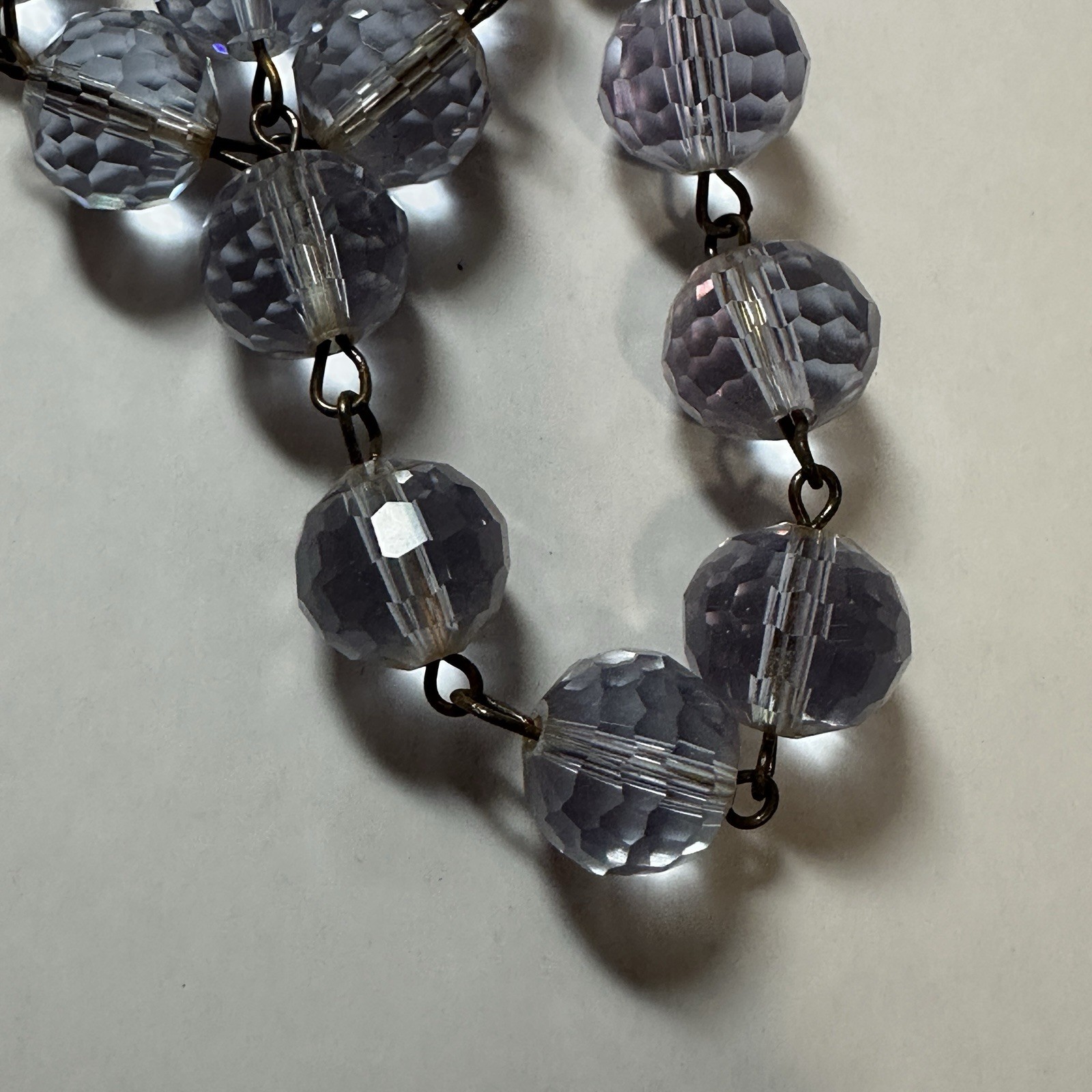VTG Neodymium Glass Necklace Color Changing Alexandrite 54 Faceted Beads Czech