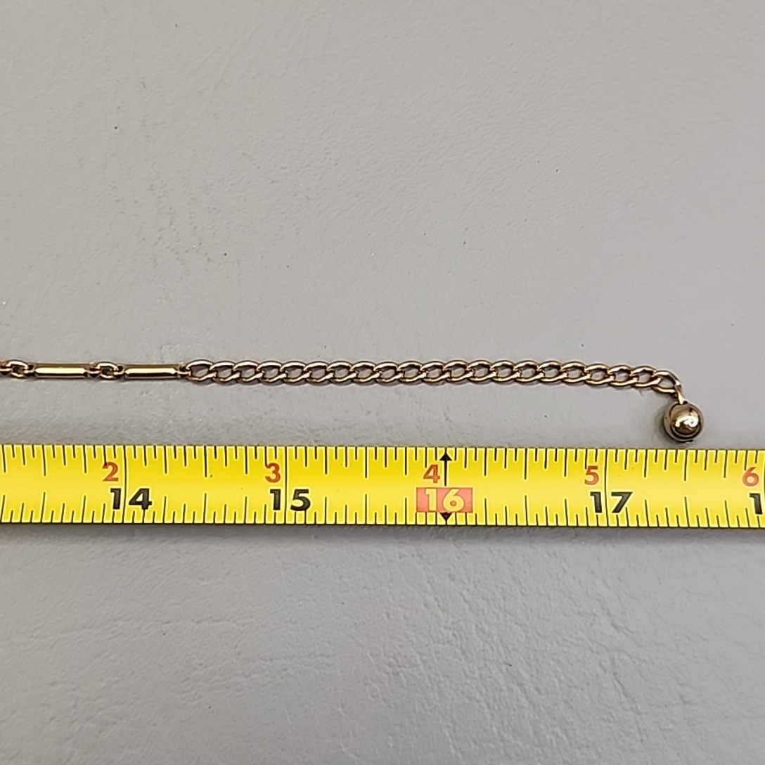 Vintage Flower Necklace Clear Rhinestones Gold Tone Bar Link Chain 17″