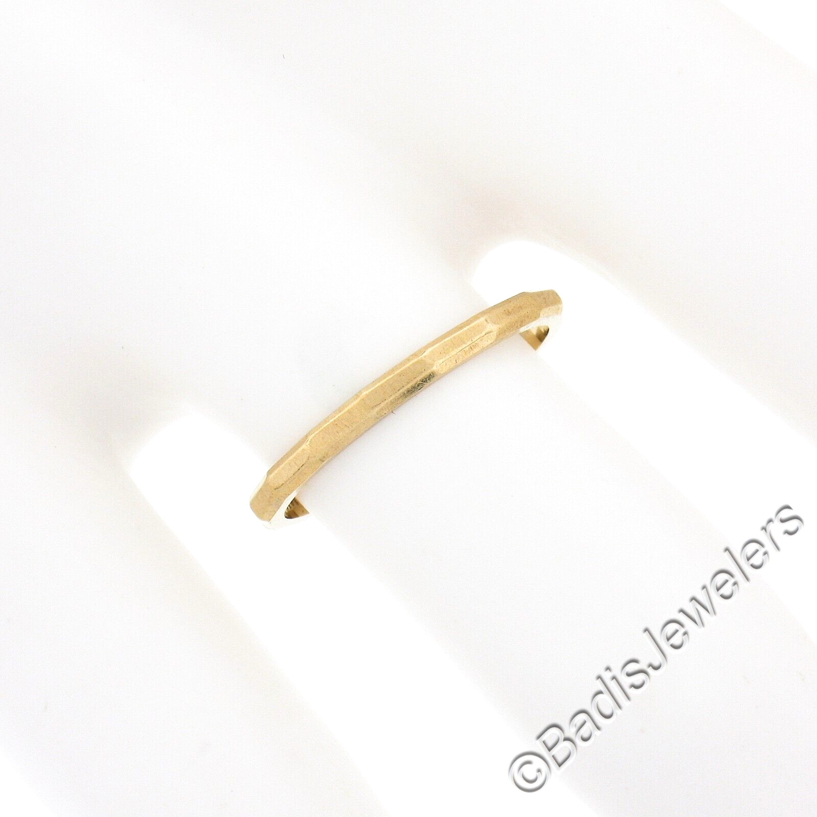 Vintage 14k Yellow Gold 1.6mm Polished Faceted Eternity Stack Wedding Band Ring