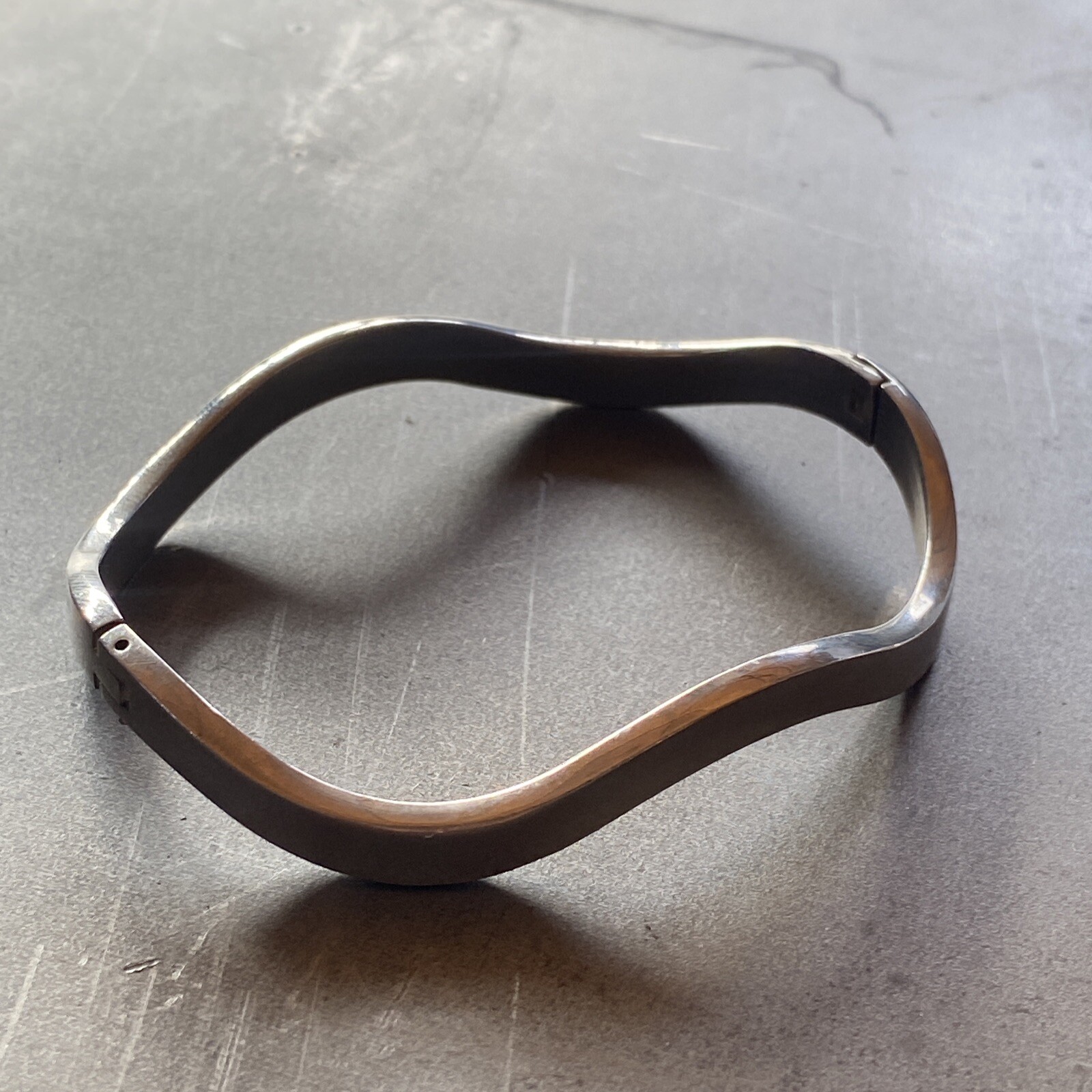 Vintage Mexico Wave Bangle Bracelet 925 Sterling Silver