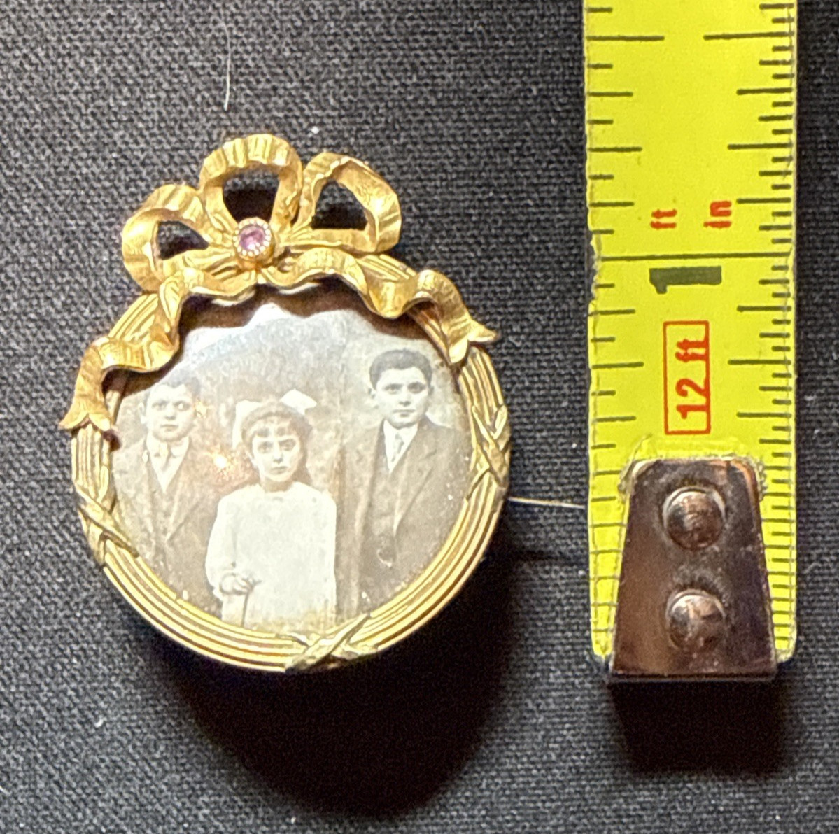 RARE French Antique FIX Metal Hallmarked 18K Gold Plate Photo Pin Brooch FRANCE