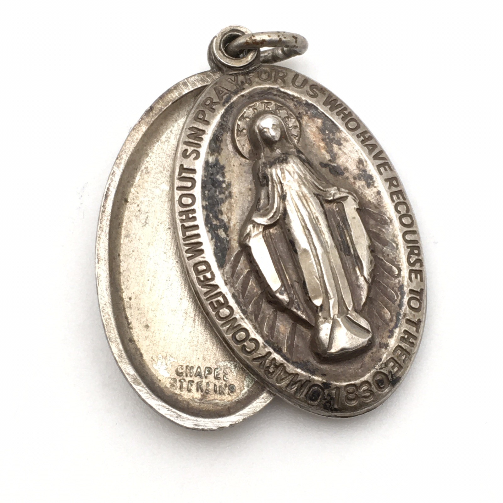 13.3g Vintage Sterling Silver CHAPEL Mary & St Christopher Religious Medal #90