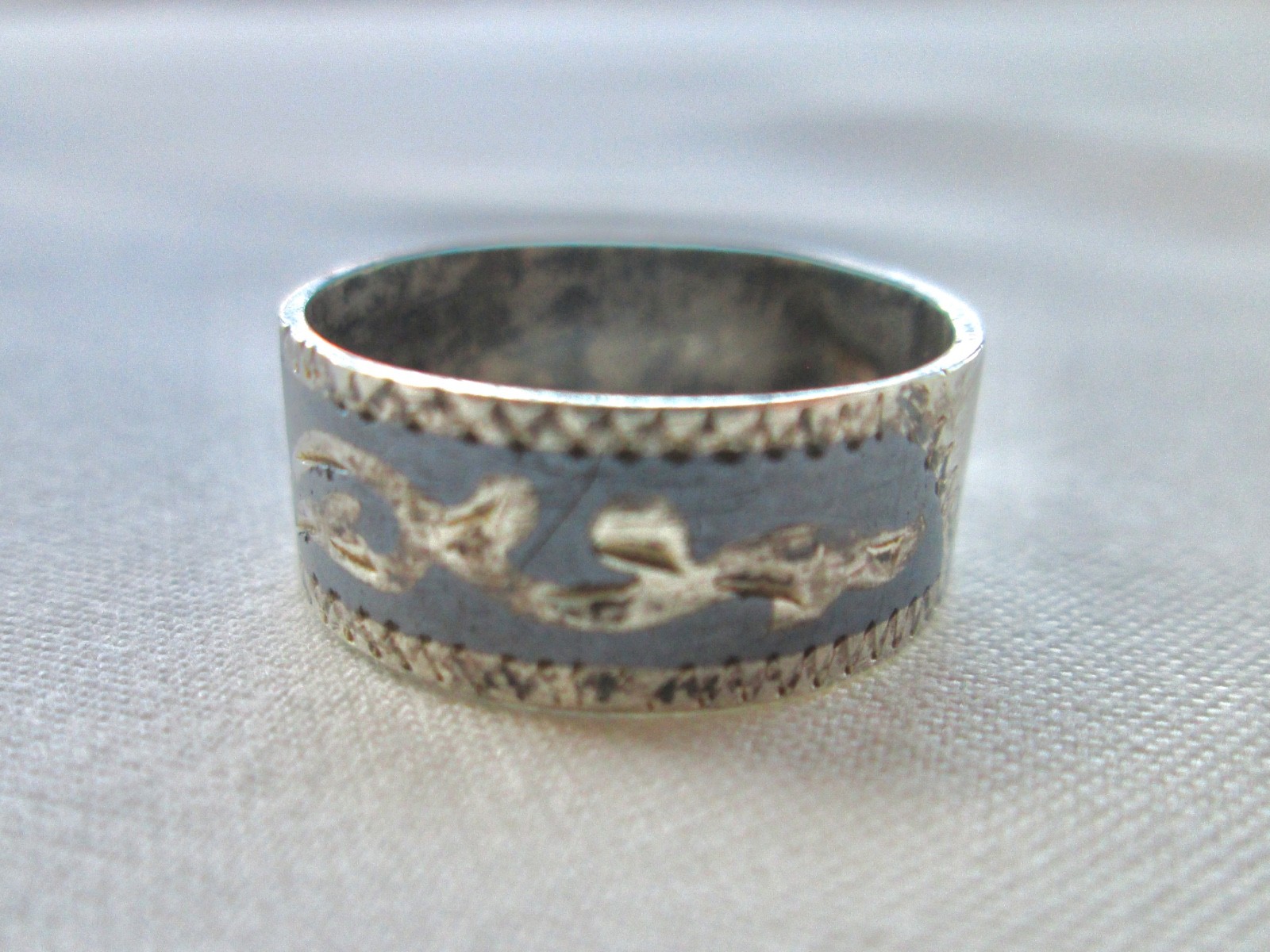 Vintage Soviet USSR Coat of Arms Ring 925 Sterling Silver Blackened Kubachi Styl