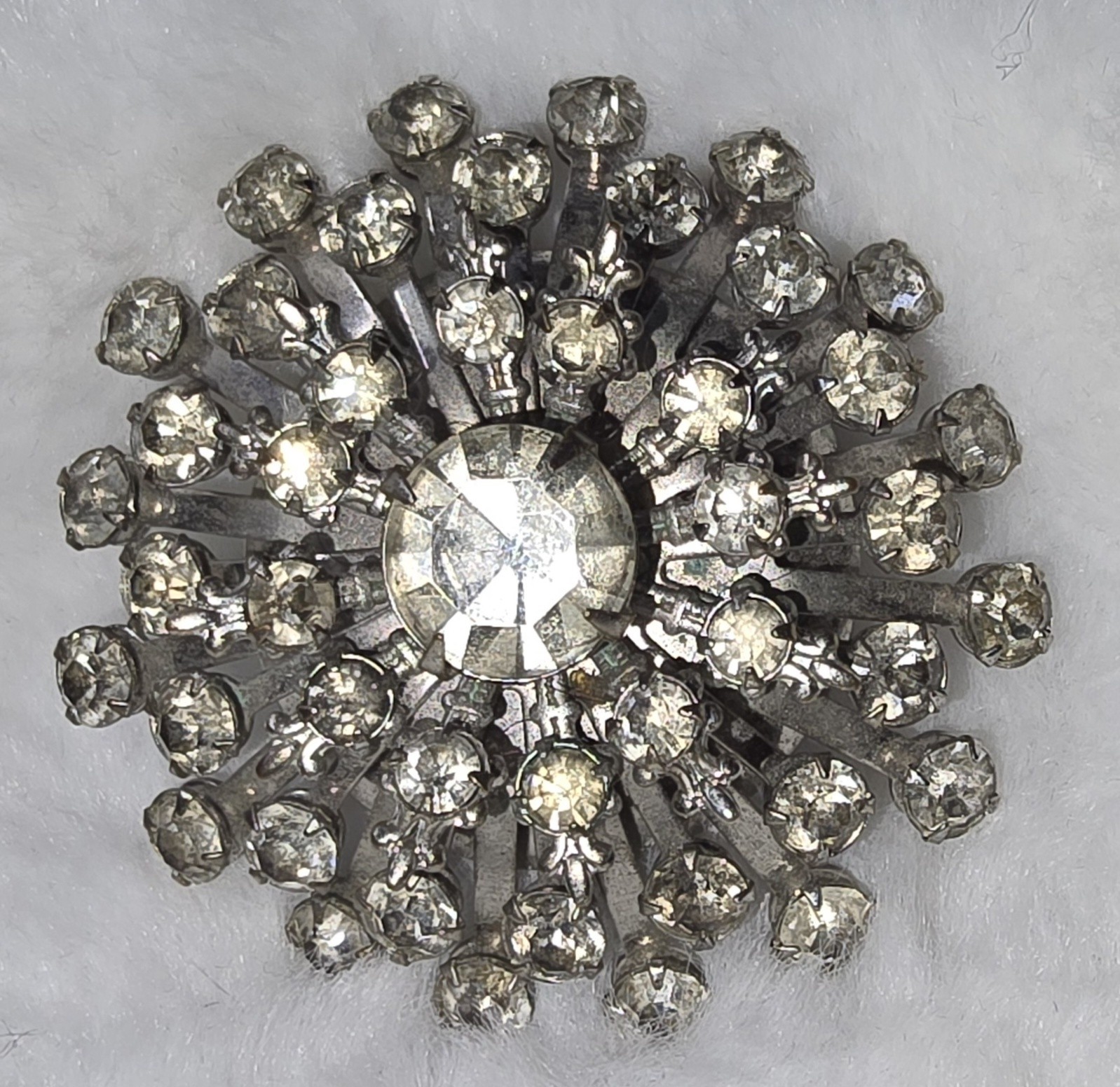 Vintage Brooch Pin 1930s 1950s Prong Rhinestones