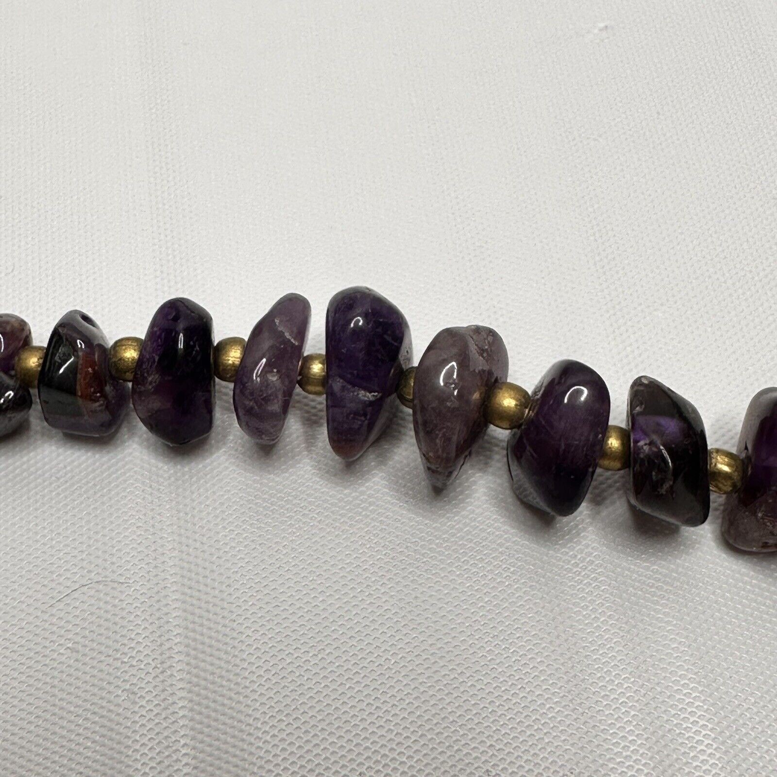 Vintage Amethyst Necklace Polished Gemstone Chip Bead Chunky 18″