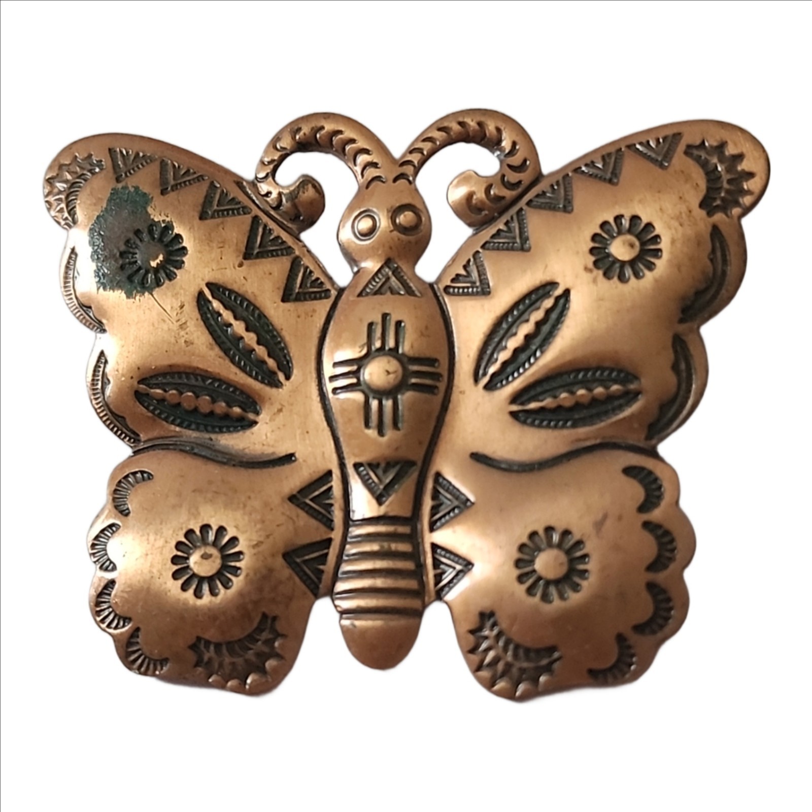 Vintage 1940 Post Native American Western Copper Butterfly Brooch