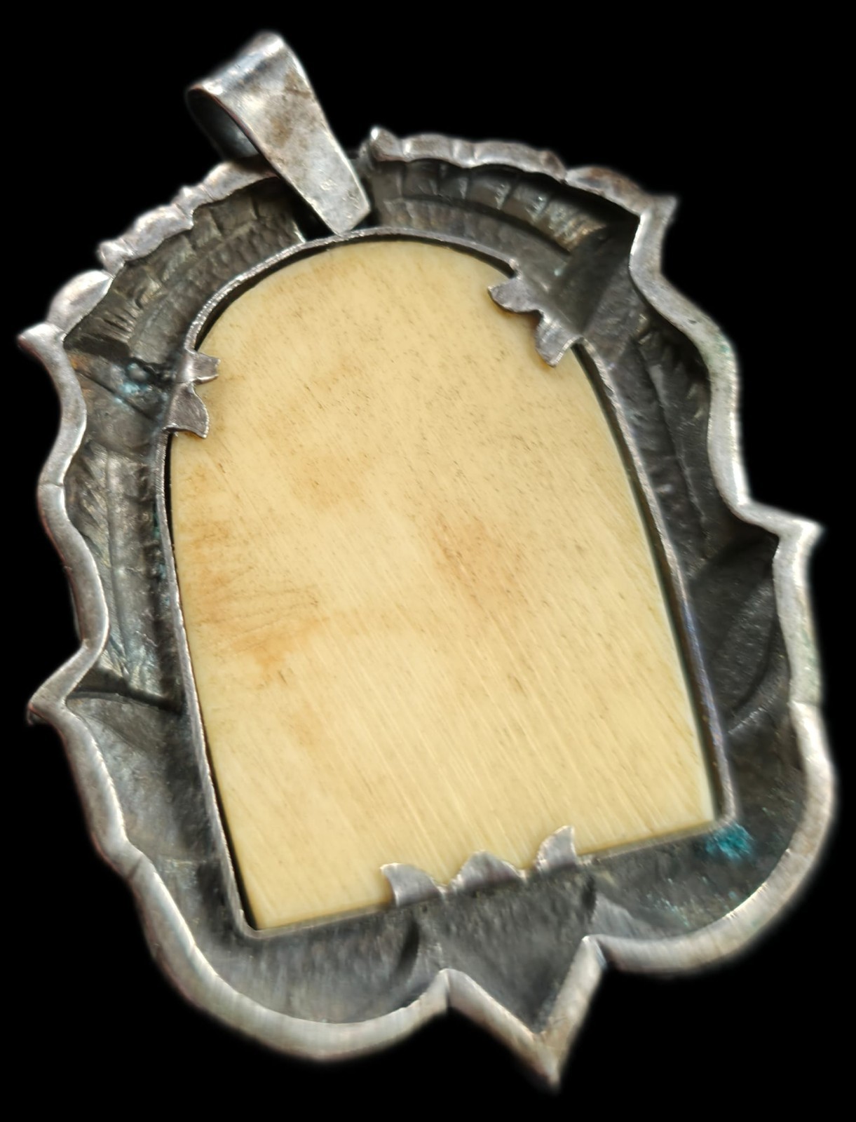 Fine Antique Art Nouveau Silver Gold Madonna Virgin Mary and Jesus Pendant C1900
