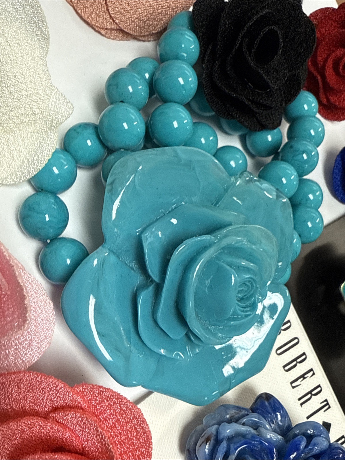 ROSE FIGURE JEWELRY LOT CLOTH FLOWER PINS RING BRACELET MULTICOLOR LOT NEW 19pc