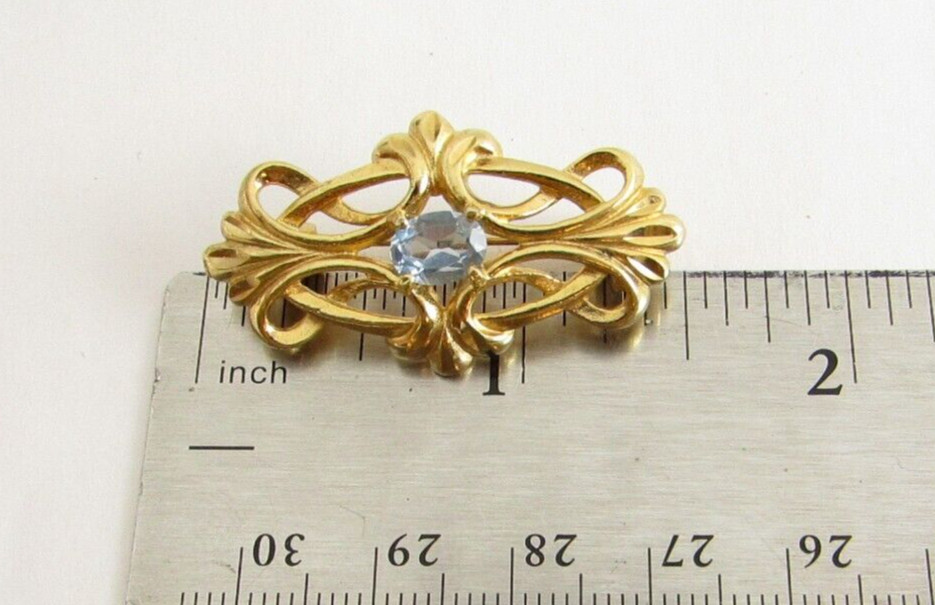 Blue Stone Leaves Art Nouveau Brooch Sterling Silver VTG Estate 1930’s-1950’s