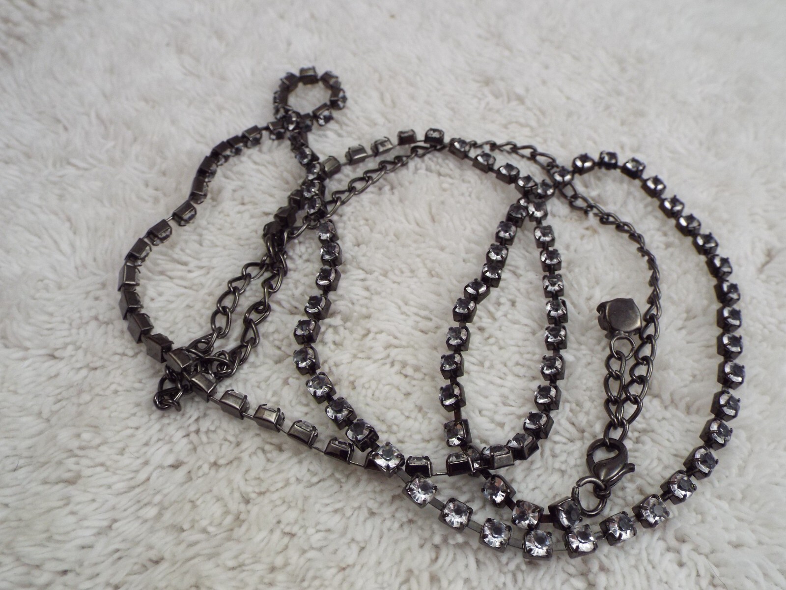 Gunmetal Faux Rhinestone Necklace (A53)