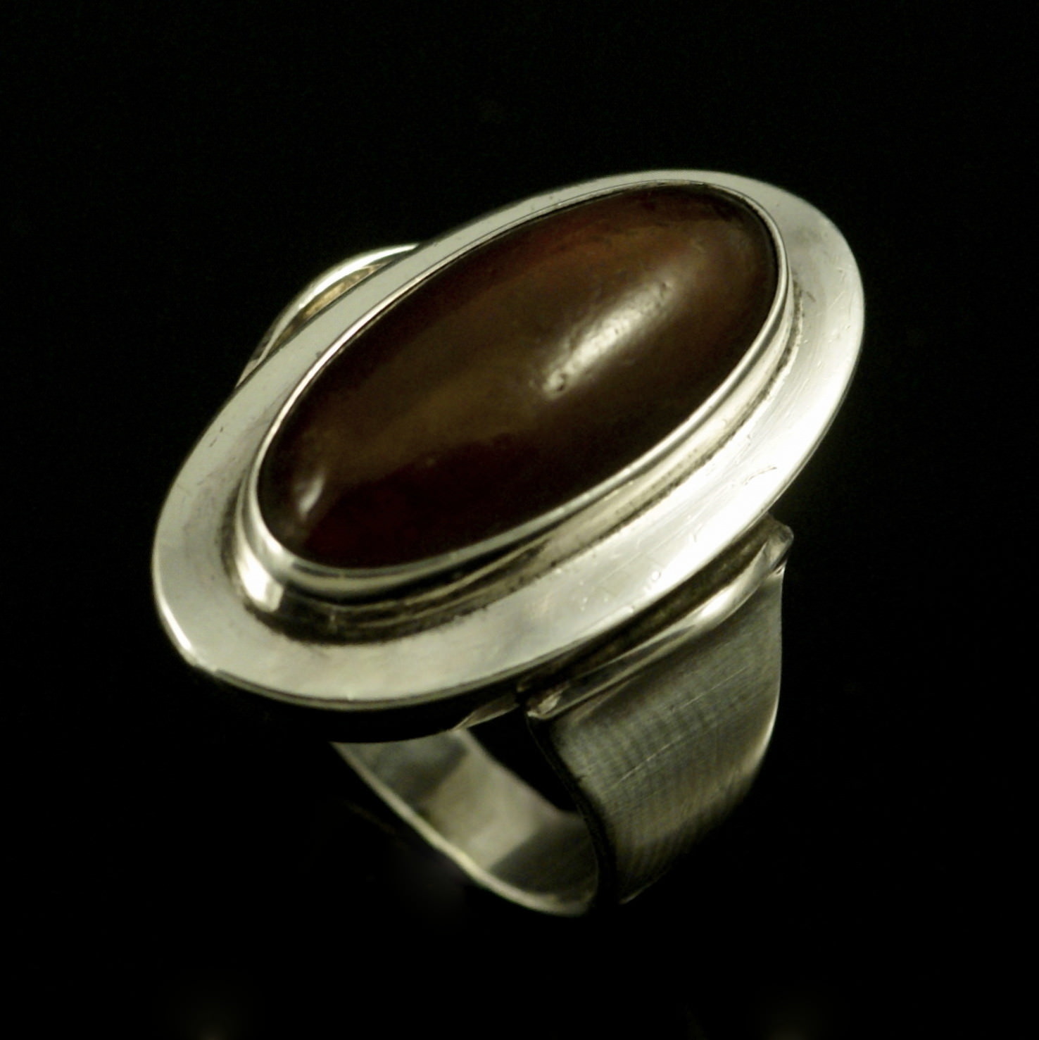 N.E. From – Denmark. Sterling Silver Ring with Amber. 1960s