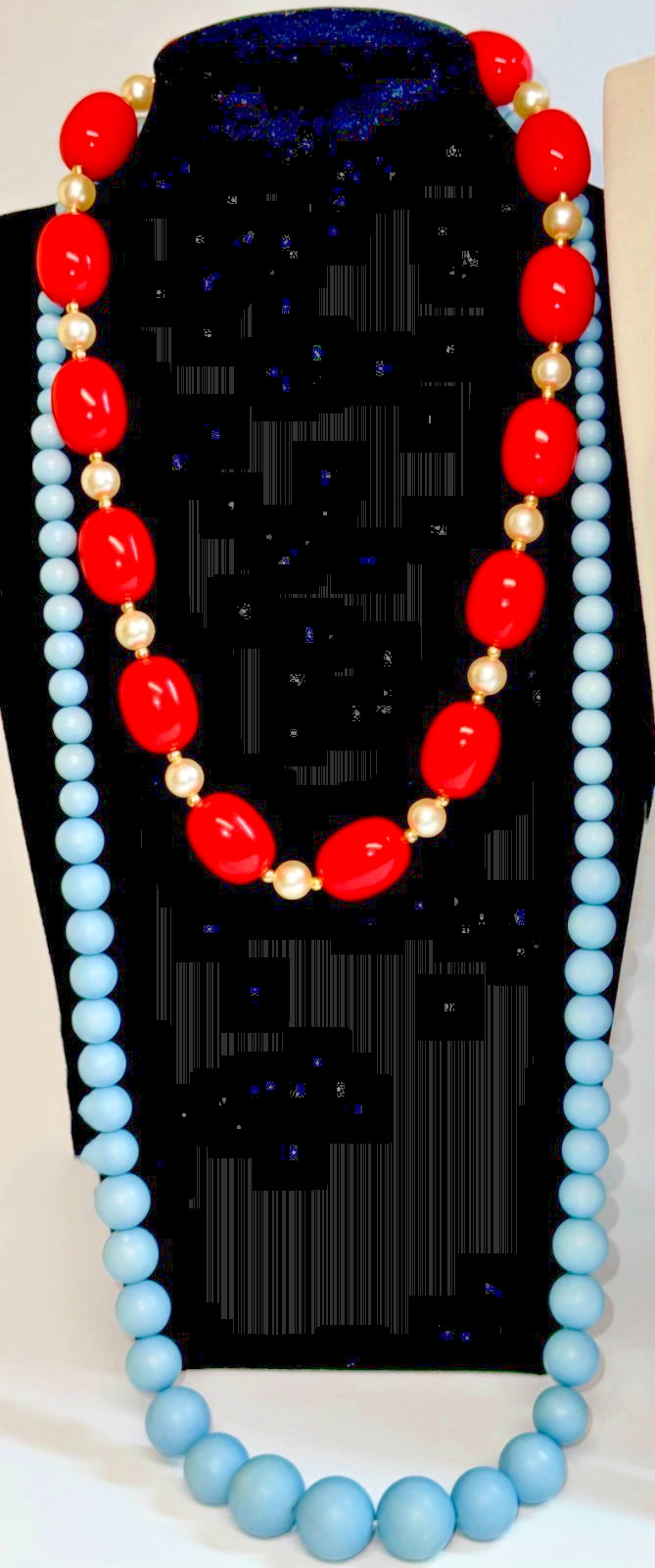 LOT-10 VINTAGE BIG CHUNKY COLORFUL BEAD NECKLACES–SHELL-WOOD-LUCITE-ART GLASS++