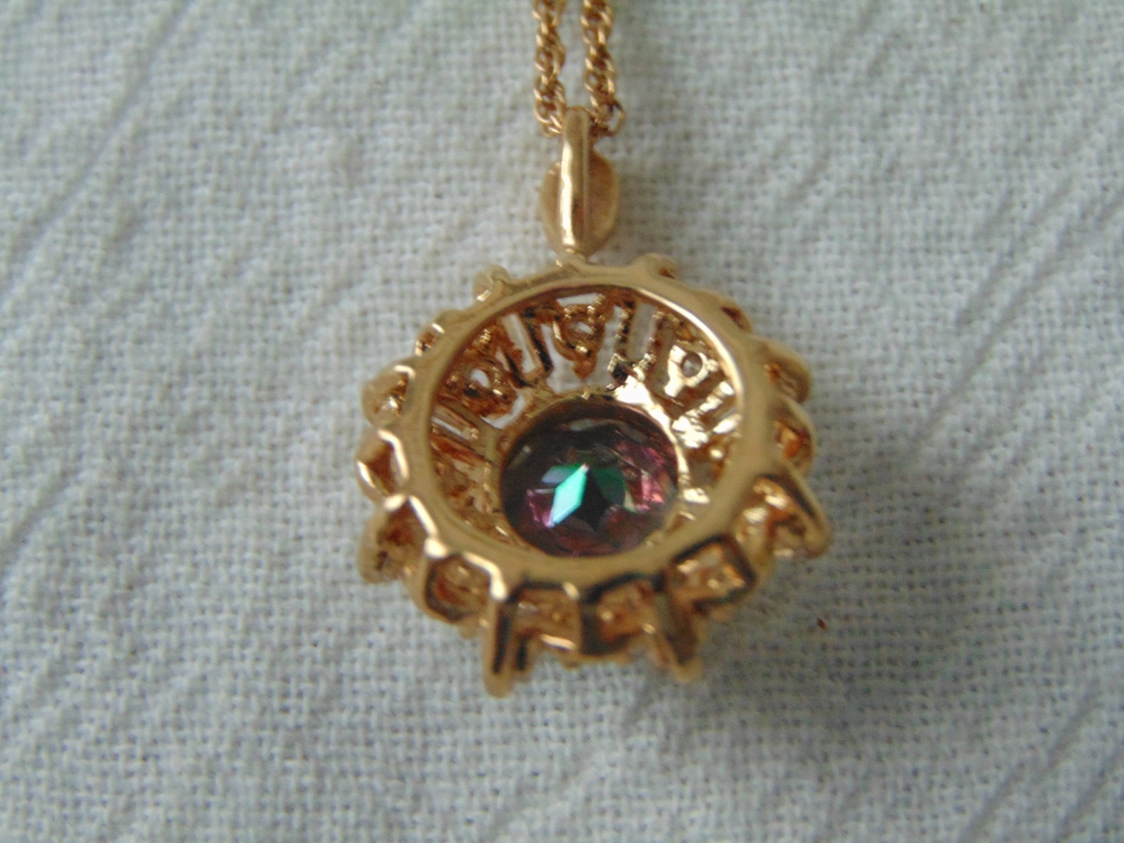 vintage Mistic Topaz clear crystals pendant necklace