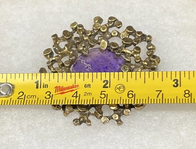 Zentall Brooch Brutalist Gold Tone Modern Abstract Signed