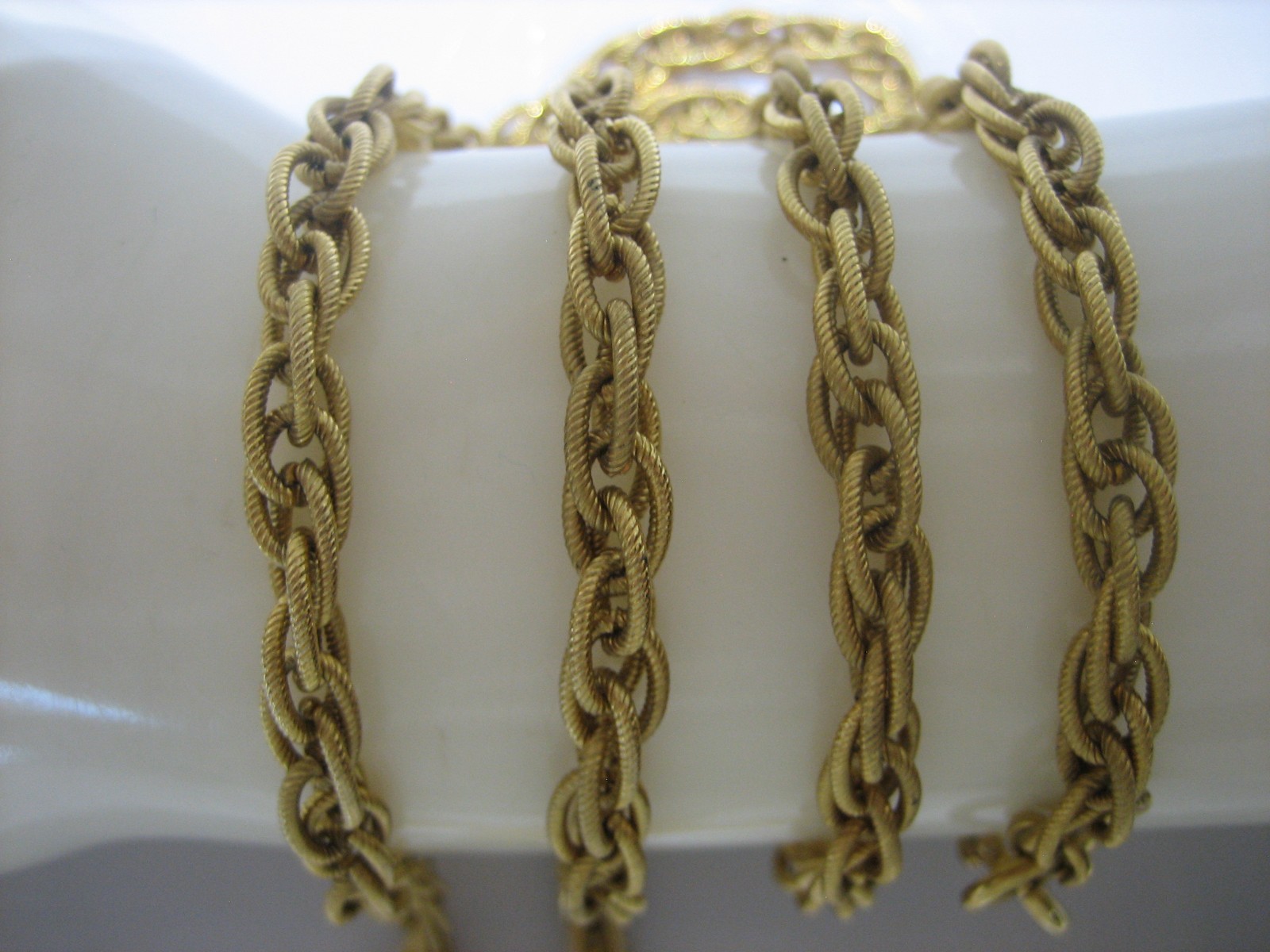 Crown Trifari Vintage Large Ornate Gold Tone Filigree Religious Cross Necklace