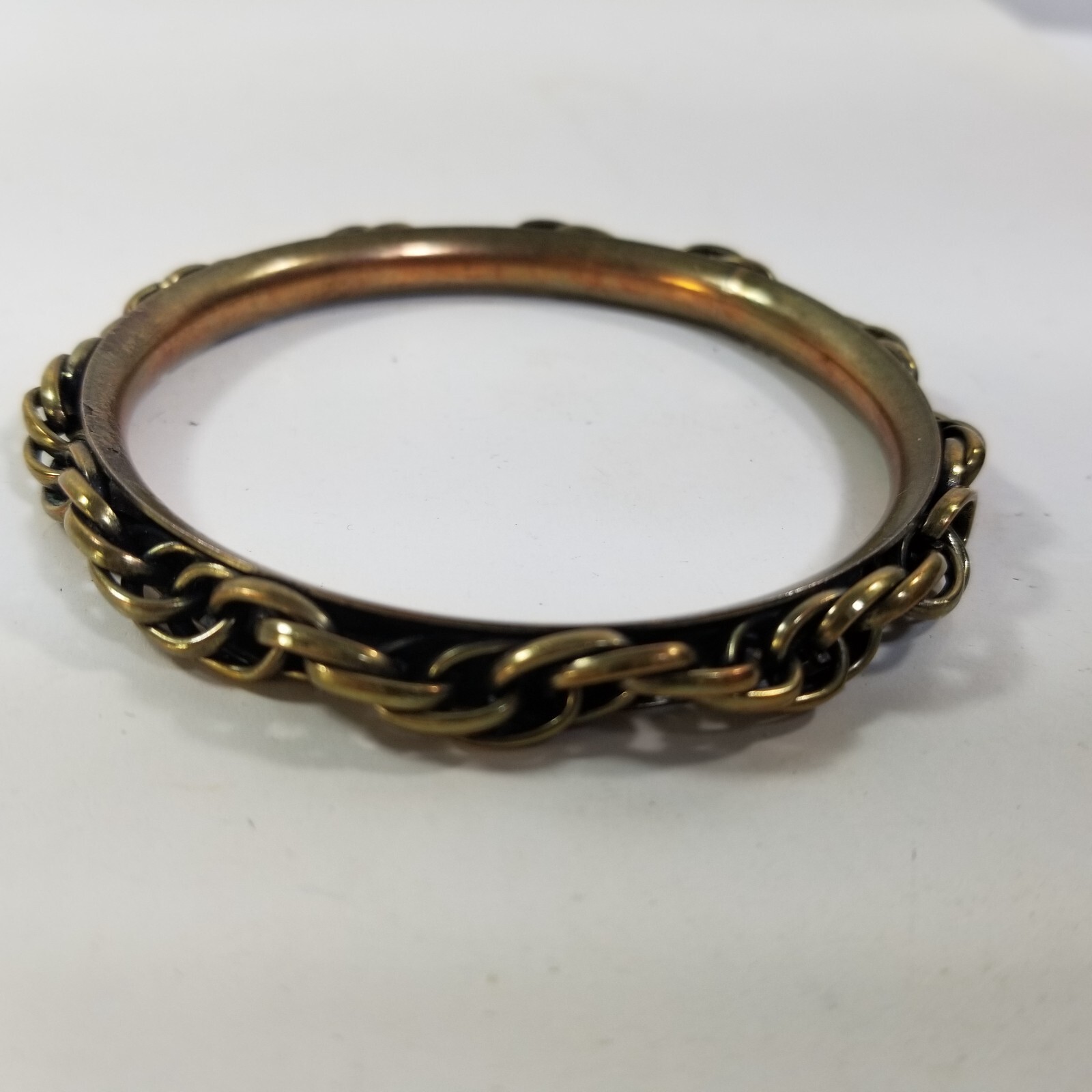Vintage Gold Tone Solid Bracelet Bangle Copper Jewelry