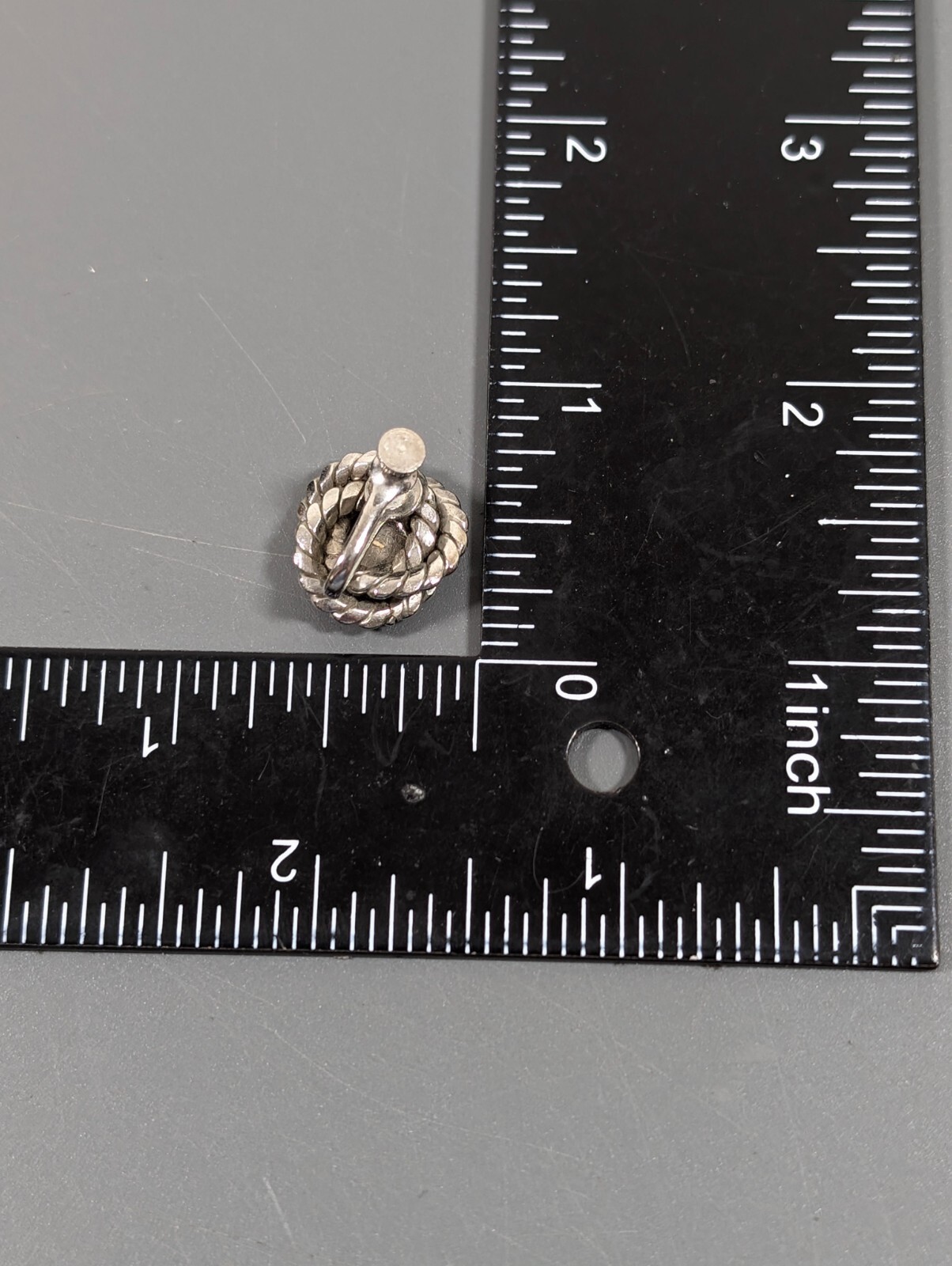 Vintage Silver Tone Round Love Knot Screw Back Earrings Clip On
